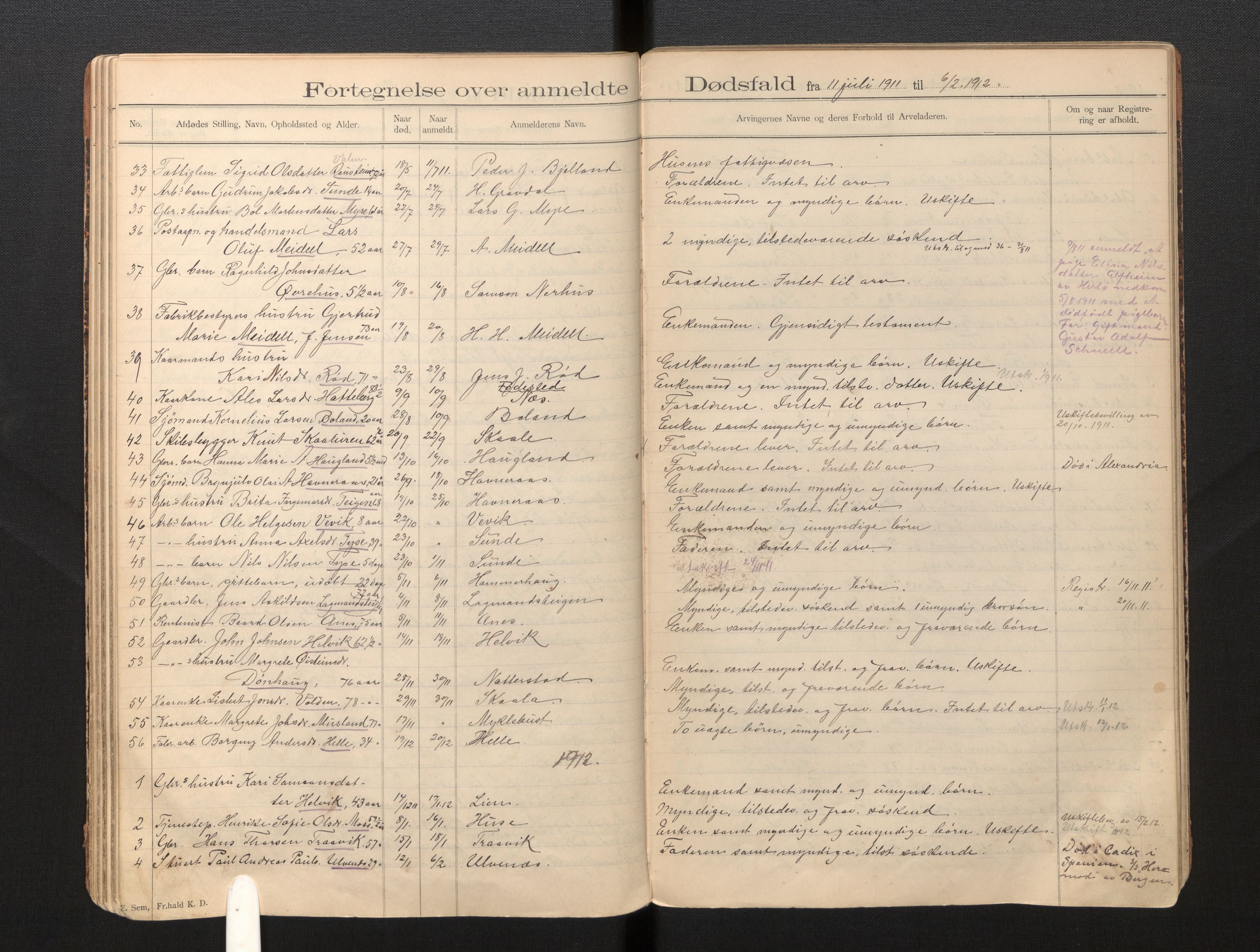 Lensmannen i Kvinnherad, AV/SAB-A-33301/1/0006/L0003: Dødsfallprotokoll, 1892-1927