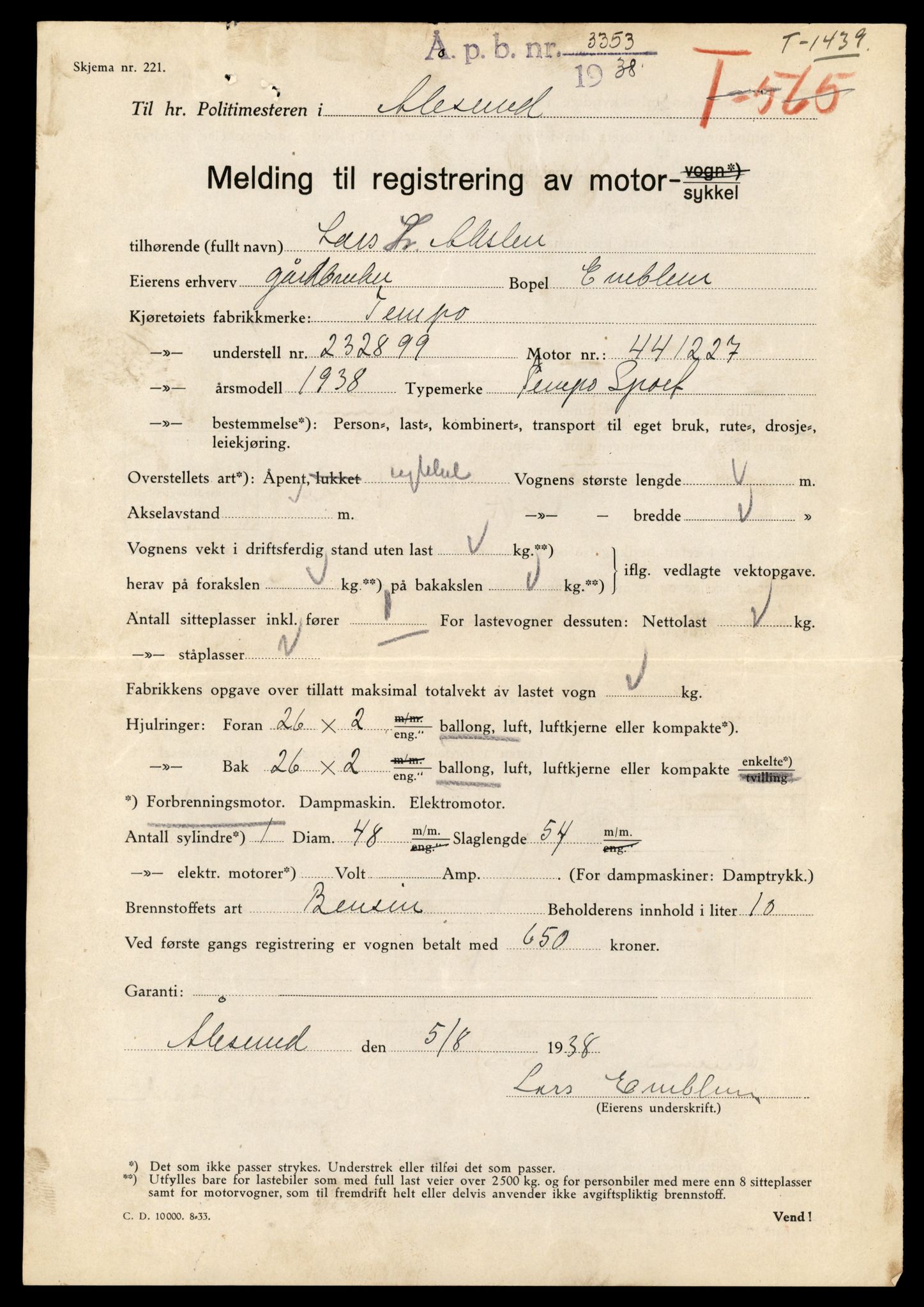 Møre og Romsdal vegkontor - Ålesund trafikkstasjon, AV/SAT-A-4099/F/Fe/L0029: Registreringskort for kjøretøy T 11430 - T 11619, 1927-1998, p. 131