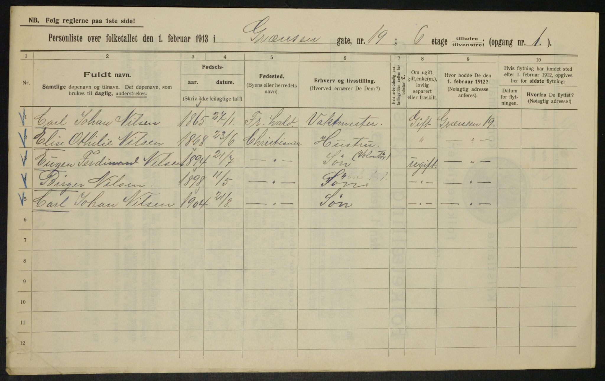 OBA, Municipal Census 1913 for Kristiania, 1913, p. 29953