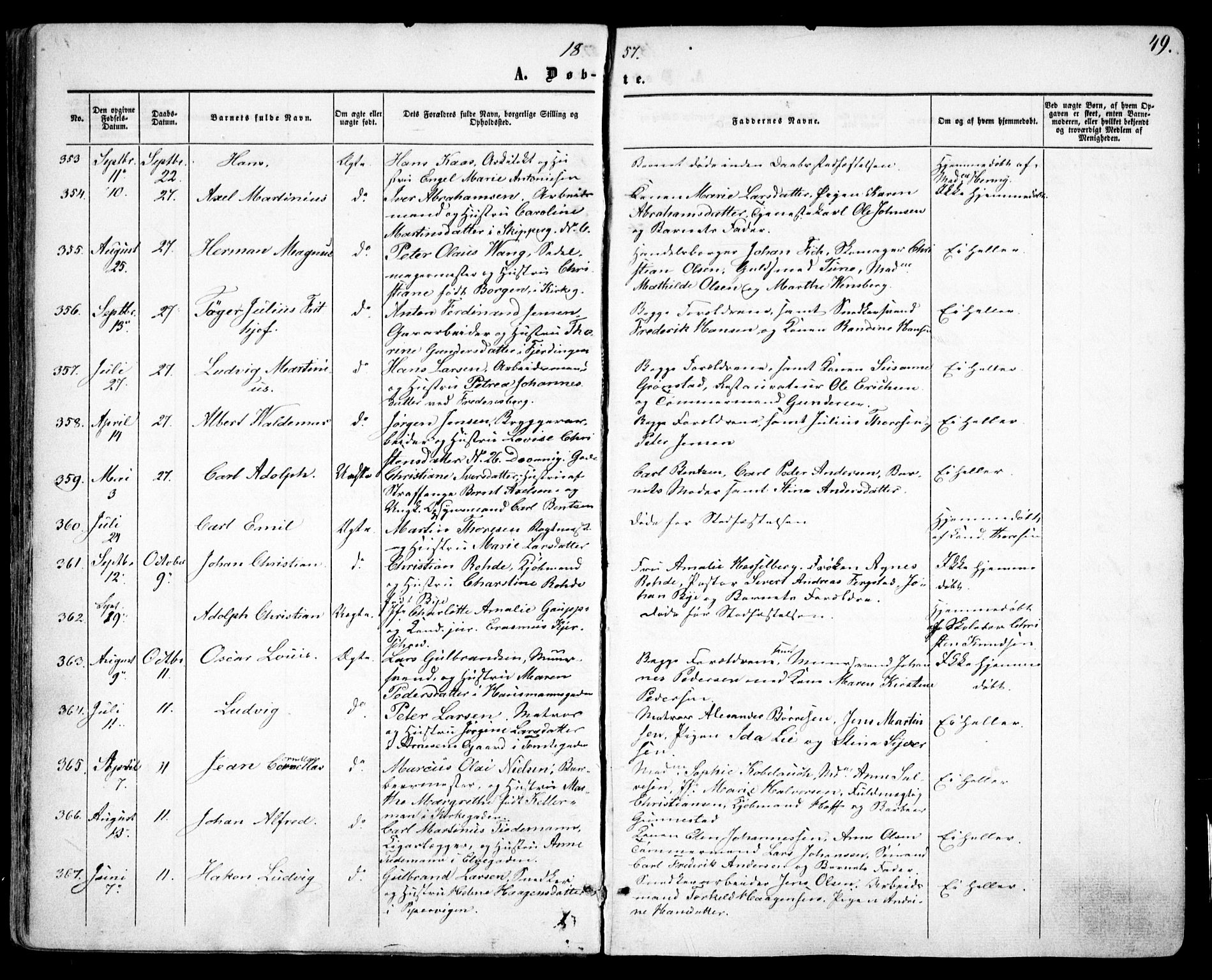 Oslo domkirke Kirkebøker, AV/SAO-A-10752/F/Fa/L0015: Parish register (official) no. 15, 1857-1871, p. 49