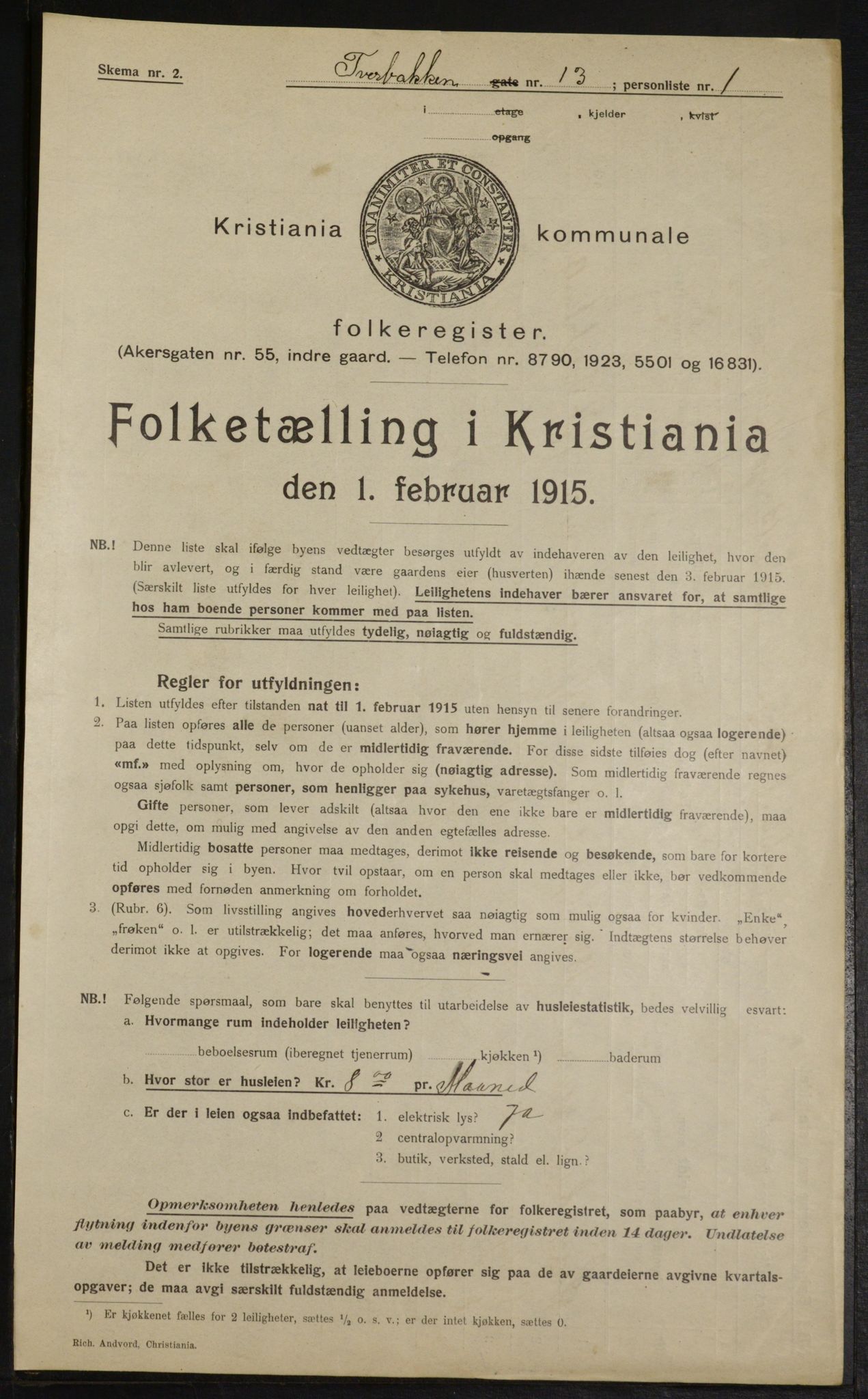 OBA, Municipal Census 1915 for Kristiania, 1915, p. 117692