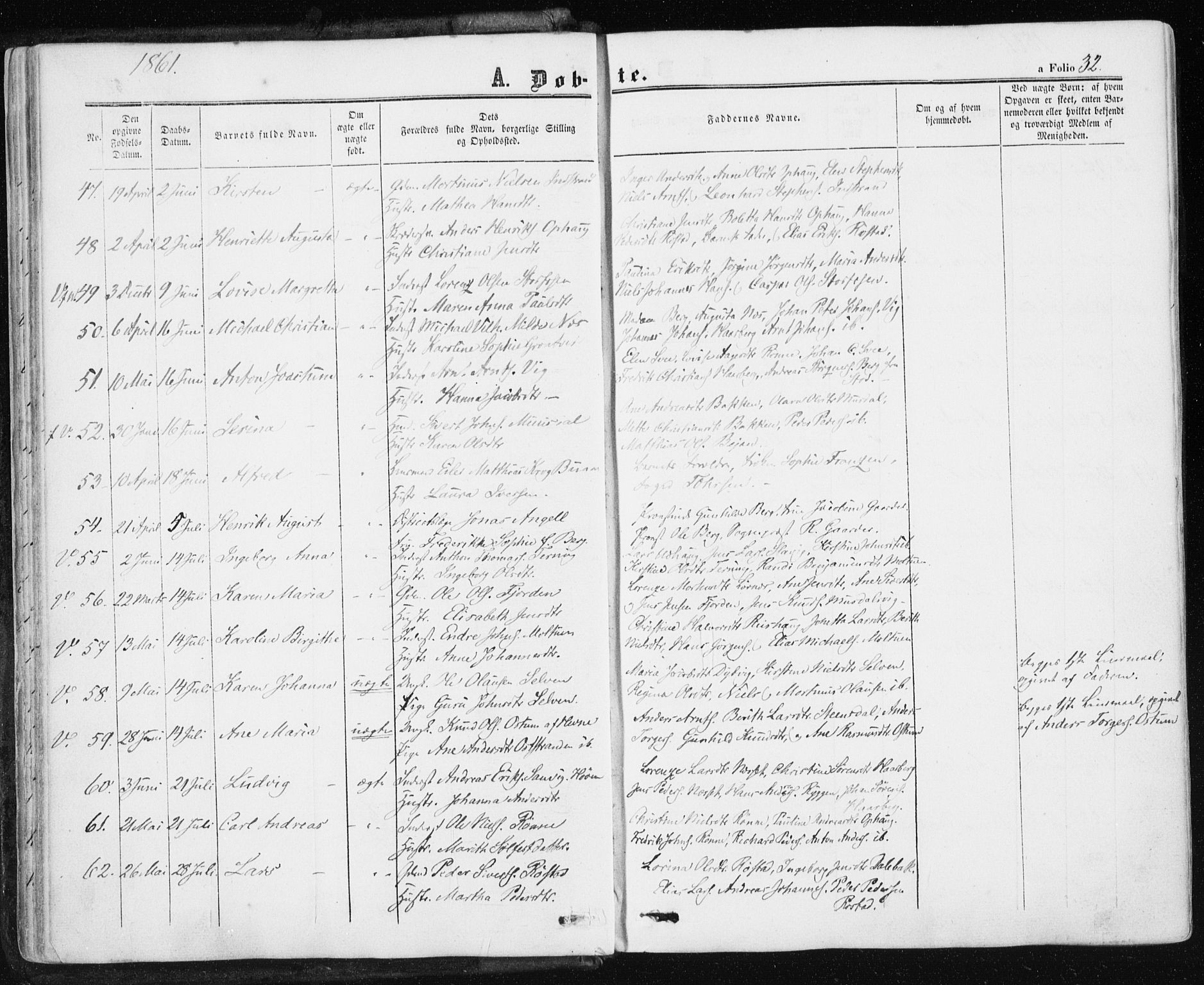 Ministerialprotokoller, klokkerbøker og fødselsregistre - Sør-Trøndelag, SAT/A-1456/659/L0737: Parish register (official) no. 659A07, 1857-1875, p. 32