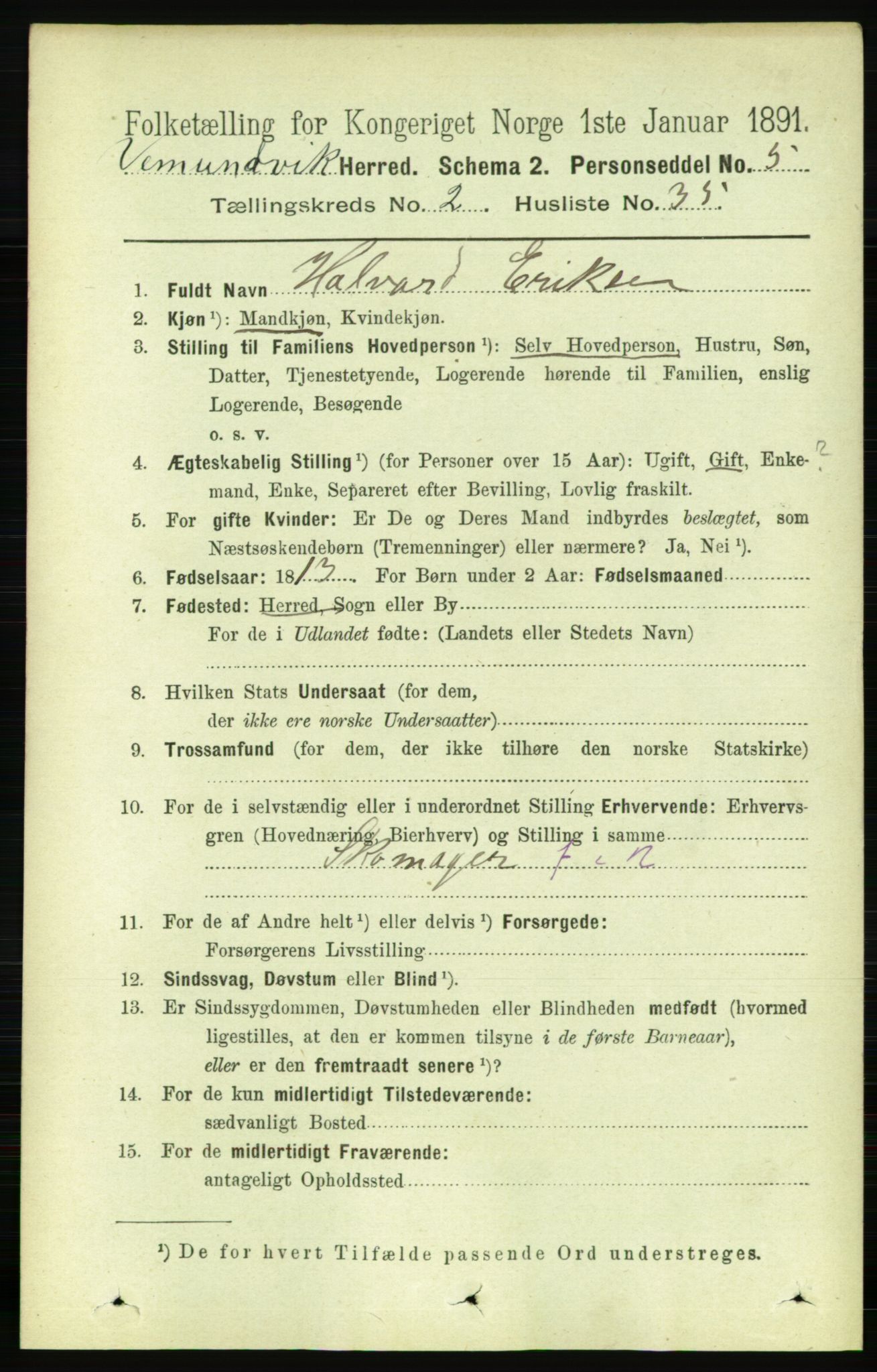 RA, 1891 census for 1745 Vemundvik, 1891, p. 779