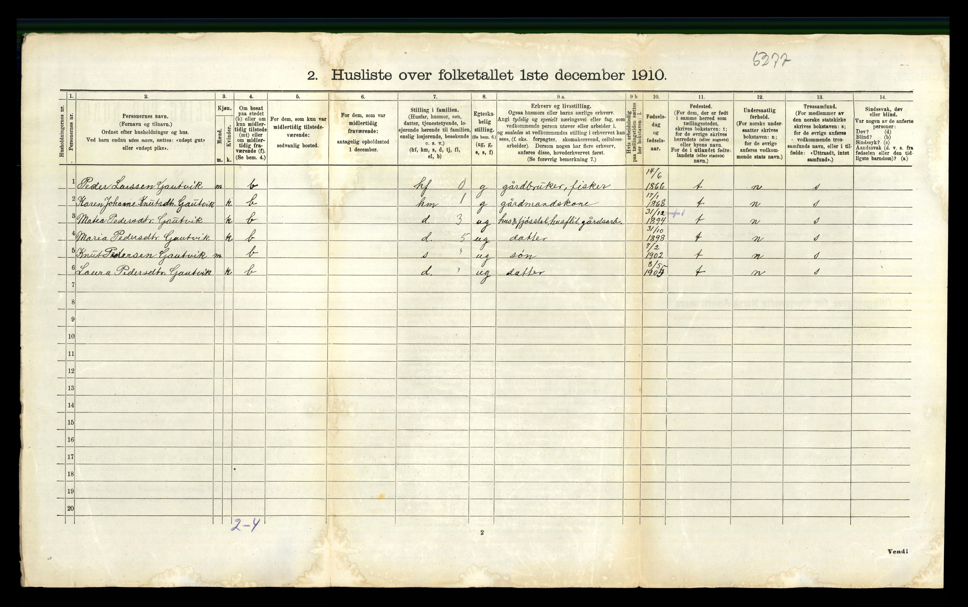 RA, 1910 census for Eide, 1910, p. 542