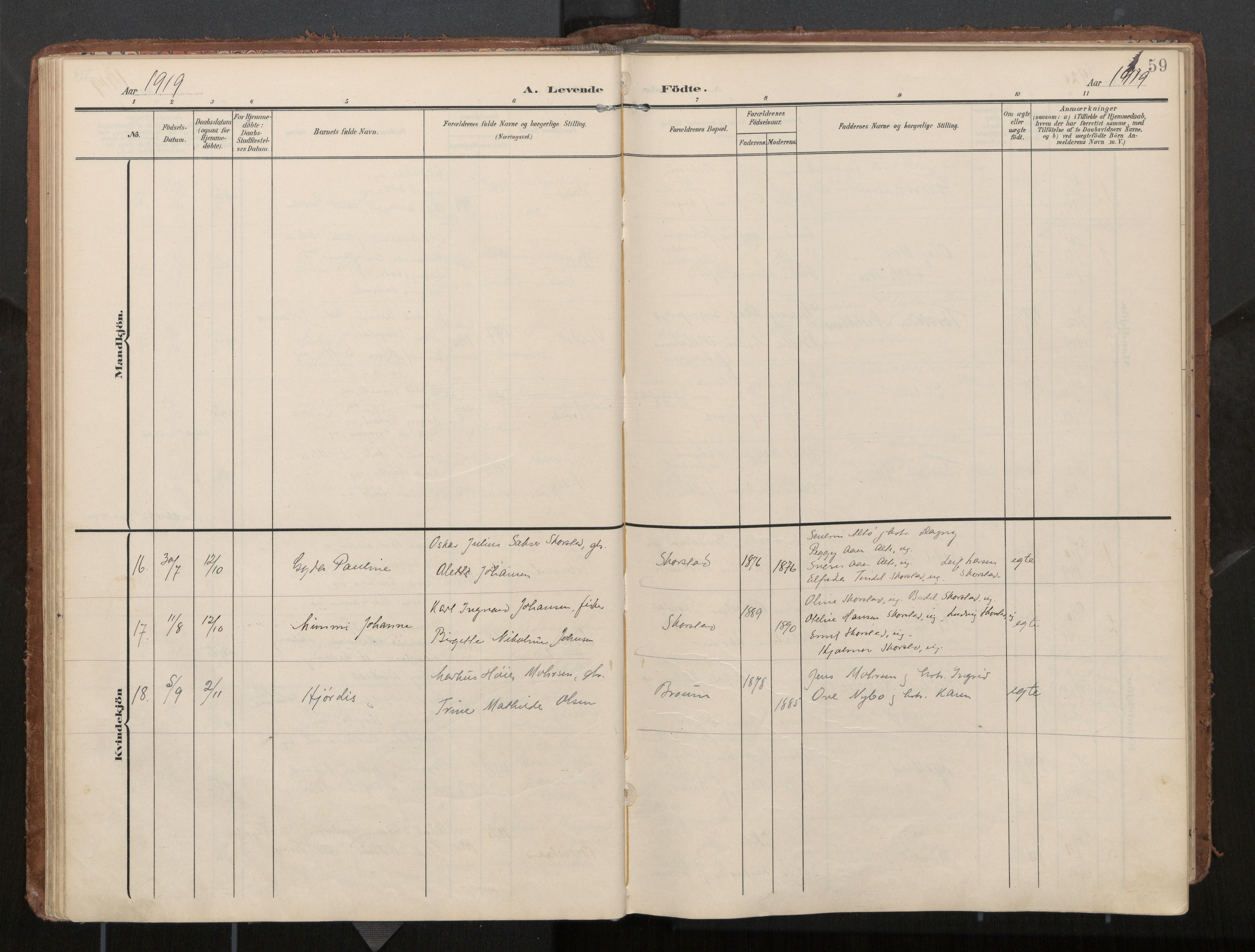 Ministerialprotokoller, klokkerbøker og fødselsregistre - Nord-Trøndelag, AV/SAT-A-1458/774/L0629: Parish register (official), 1904-1926, p. 59