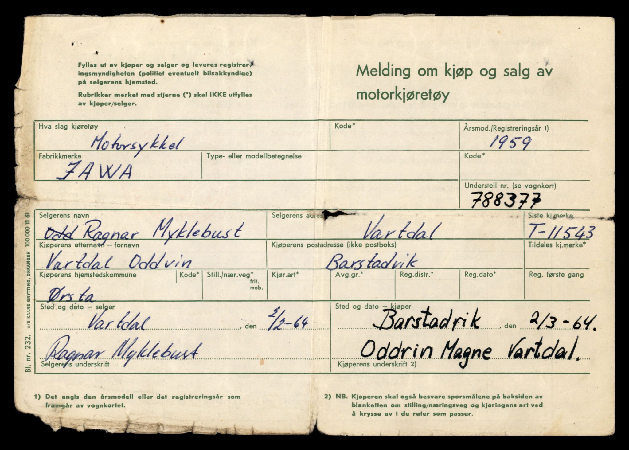 Møre og Romsdal vegkontor - Ålesund trafikkstasjon, SAT/A-4099/F/Fe/L0029: Registreringskort for kjøretøy T 11430 - T 11619, 1927-1998, p. 1996