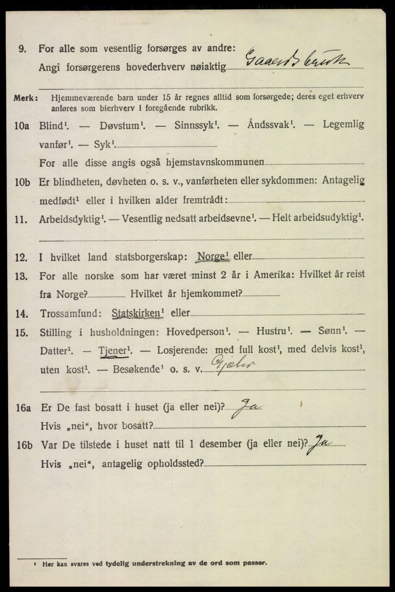 SAH, 1920 census for Tolga, 1920, p. 3254