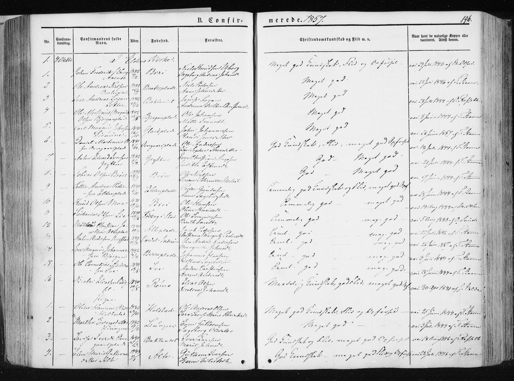 Ministerialprotokoller, klokkerbøker og fødselsregistre - Nord-Trøndelag, AV/SAT-A-1458/741/L0393: Parish register (official) no. 741A07, 1849-1863, p. 196