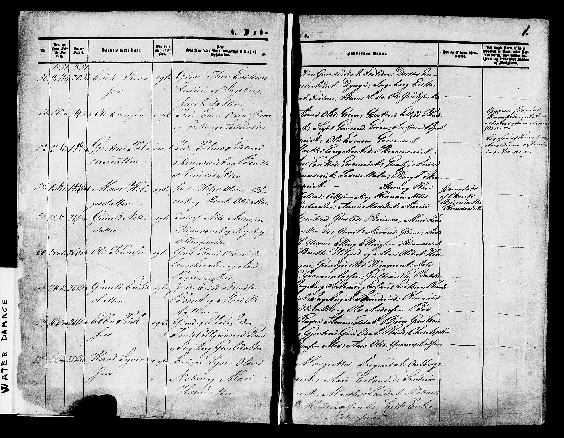 Krødsherad kirkebøker, SAKO/A-19/F/Fa/L0003: Parish register (official) no. 3, 1851-1872, p. 1