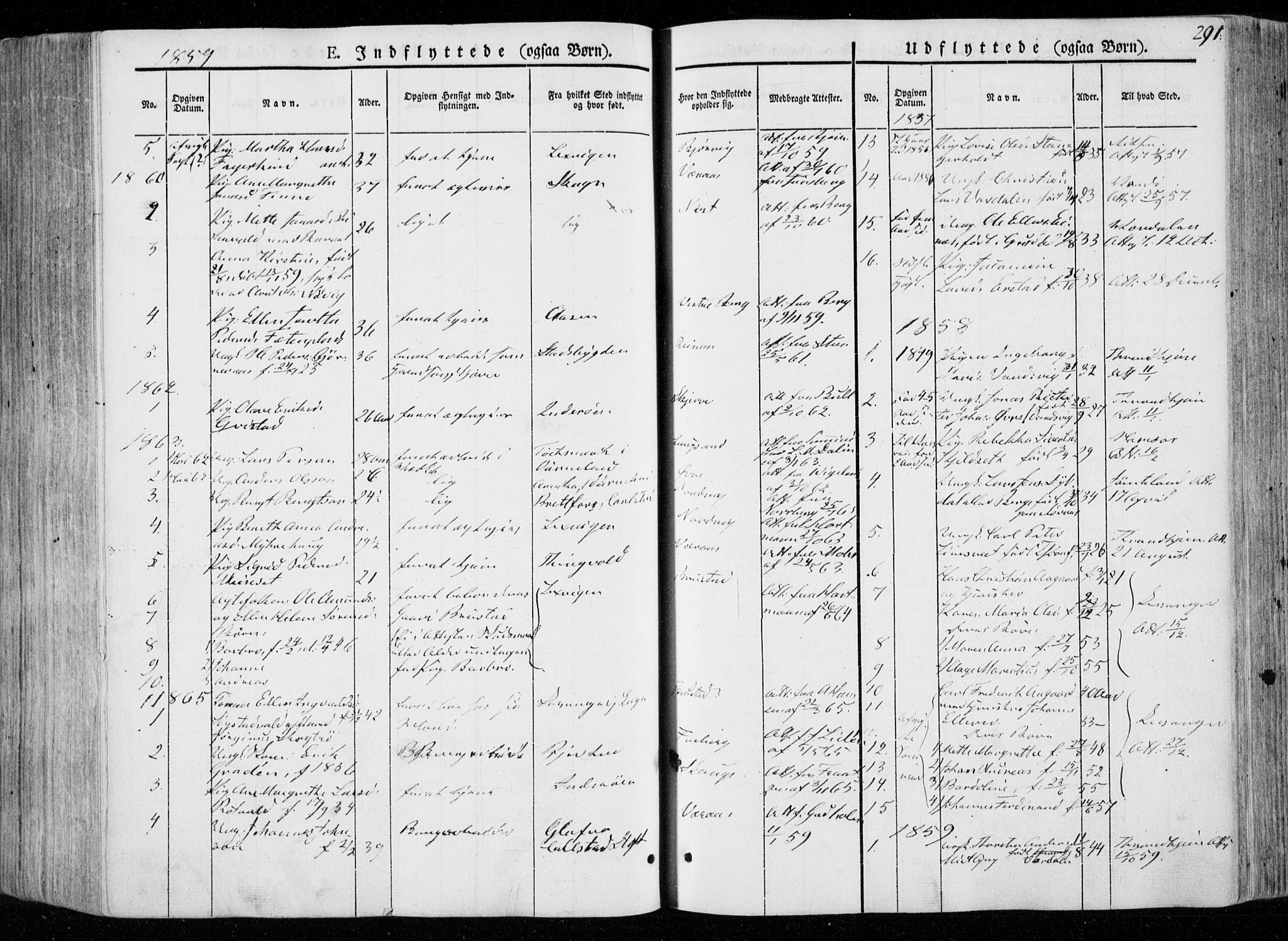 Ministerialprotokoller, klokkerbøker og fødselsregistre - Nord-Trøndelag, SAT/A-1458/722/L0218: Parish register (official) no. 722A05, 1843-1868, p. 291
