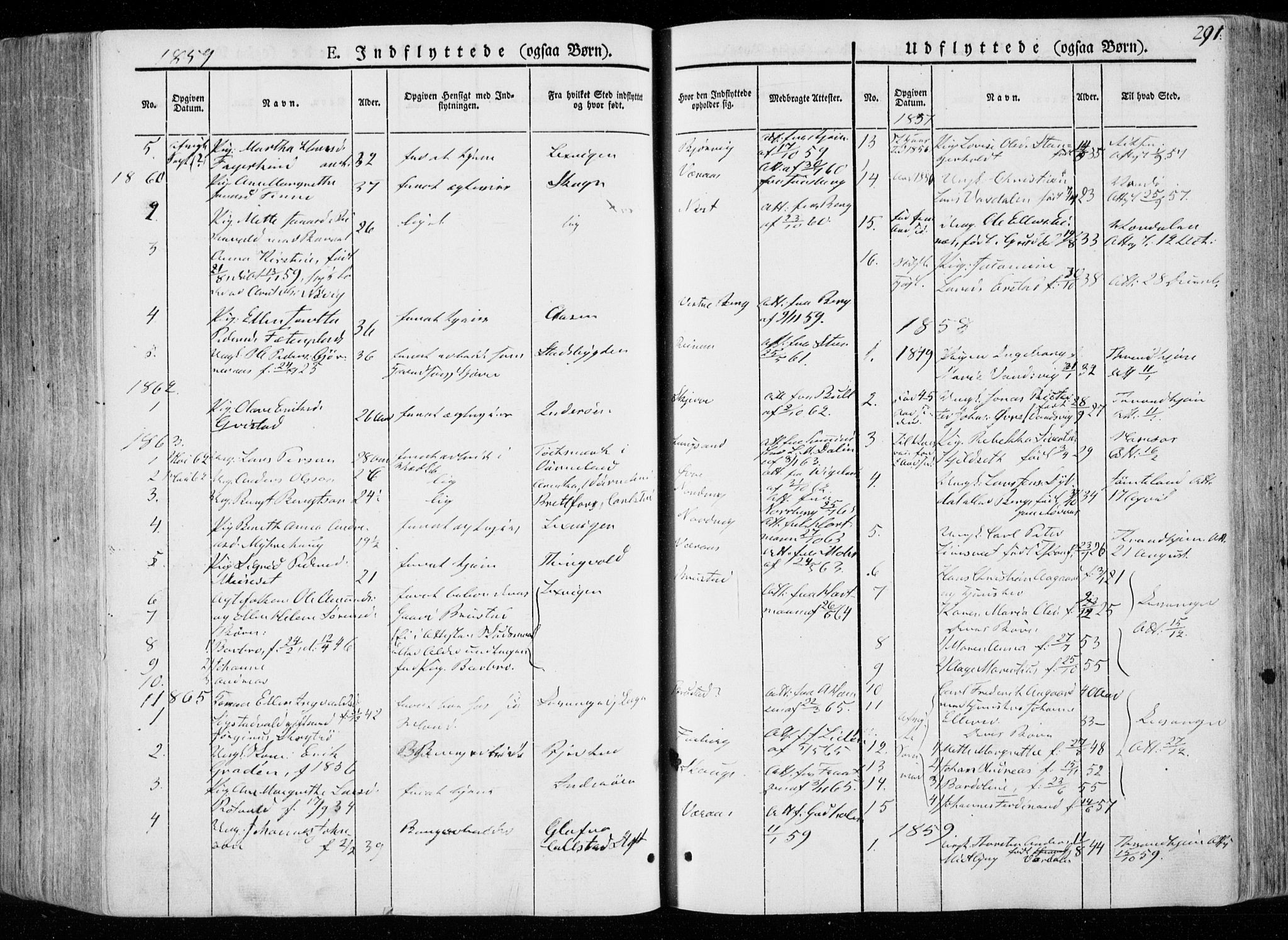 Ministerialprotokoller, klokkerbøker og fødselsregistre - Nord-Trøndelag, AV/SAT-A-1458/722/L0218: Parish register (official) no. 722A05, 1843-1868, p. 291