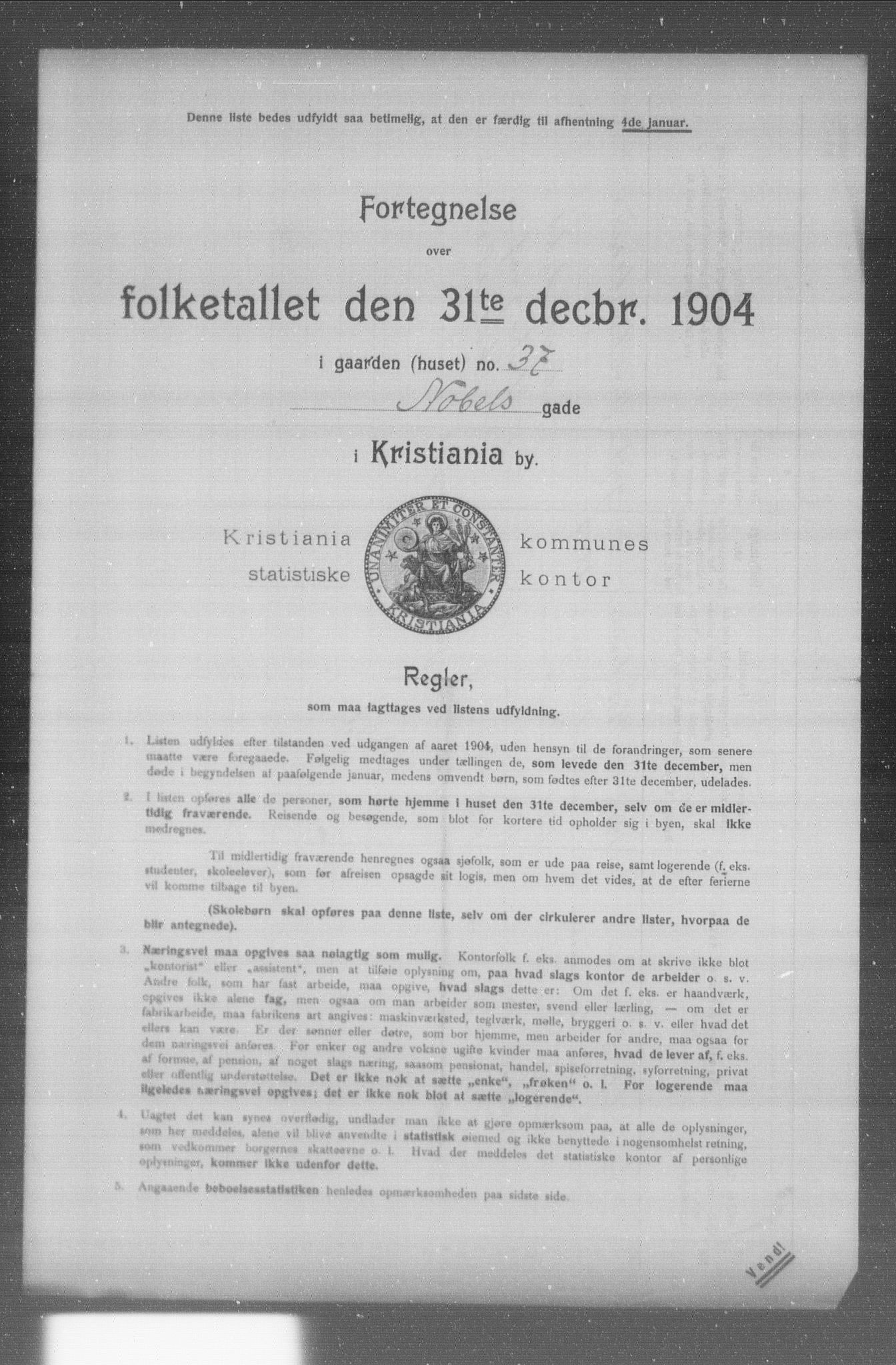 OBA, Municipal Census 1904 for Kristiania, 1904, p. 13664