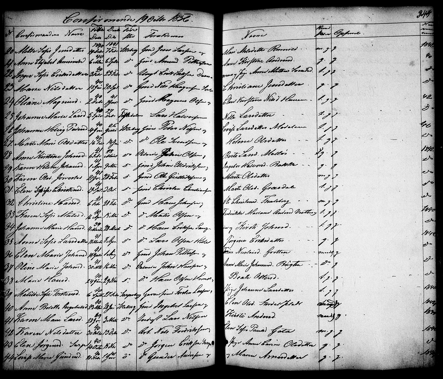 Skjeberg prestekontor Kirkebøker, AV/SAO-A-10923/F/Fa/L0006: Parish register (official) no. I 6, 1846-1858, p. 344