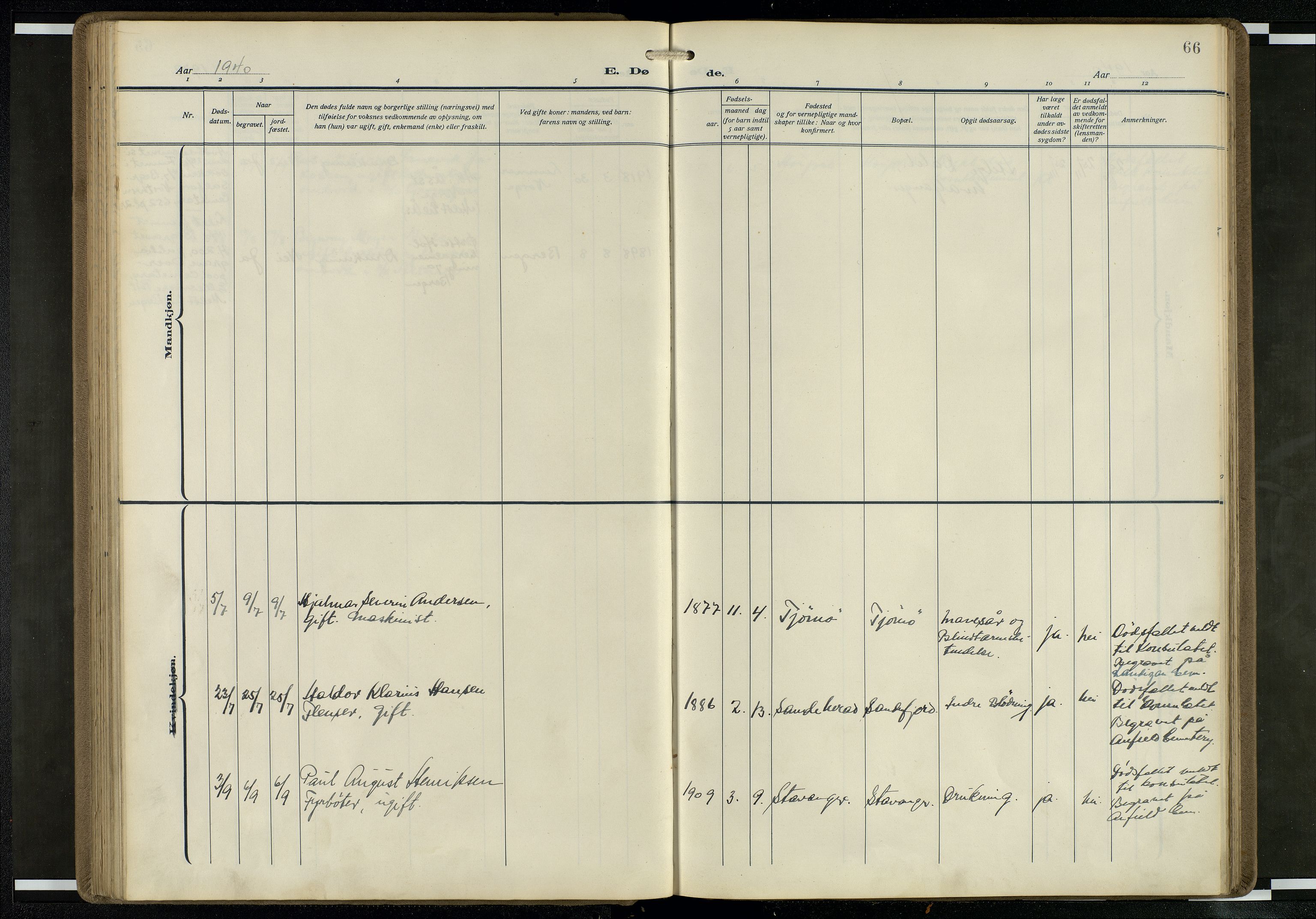 Den norske sjømannsmisjon i utlandet/Mersey-havnene (Liverpool), SAB/SAB/PA-0104/H/Ha/L0001: Parish register (official) no. A 1, 1919-1954, p. 65b-66a