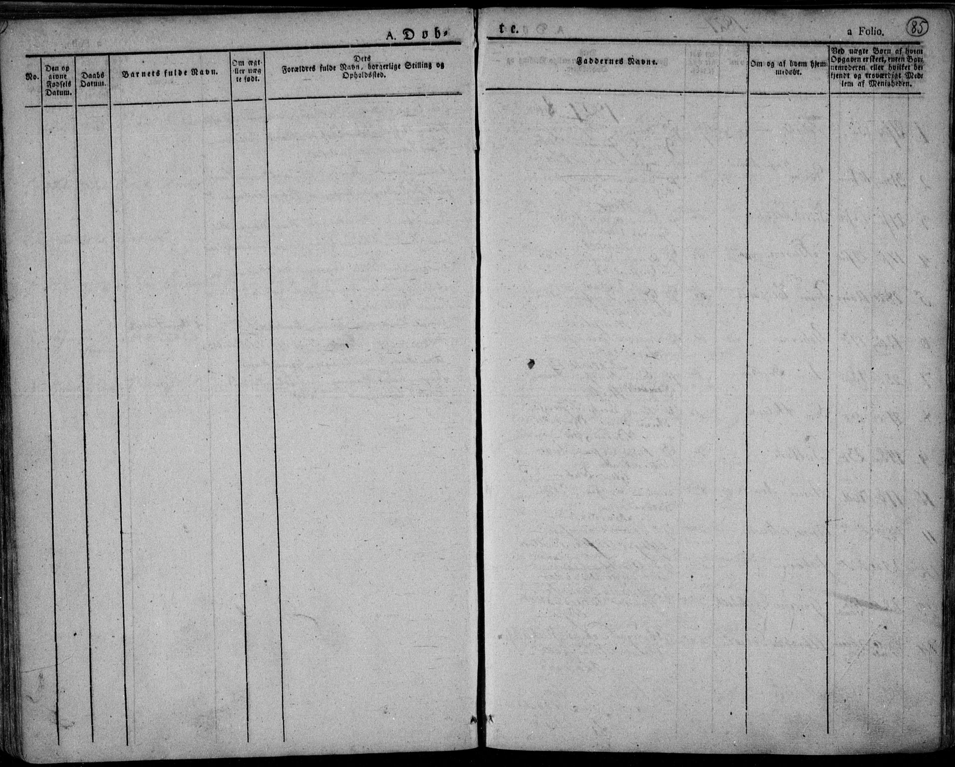 Lyngdal sokneprestkontor, AV/SAK-1111-0029/F/Fa/Fac/L0007: Parish register (official) no. A 7, 1825-1838, p. 85