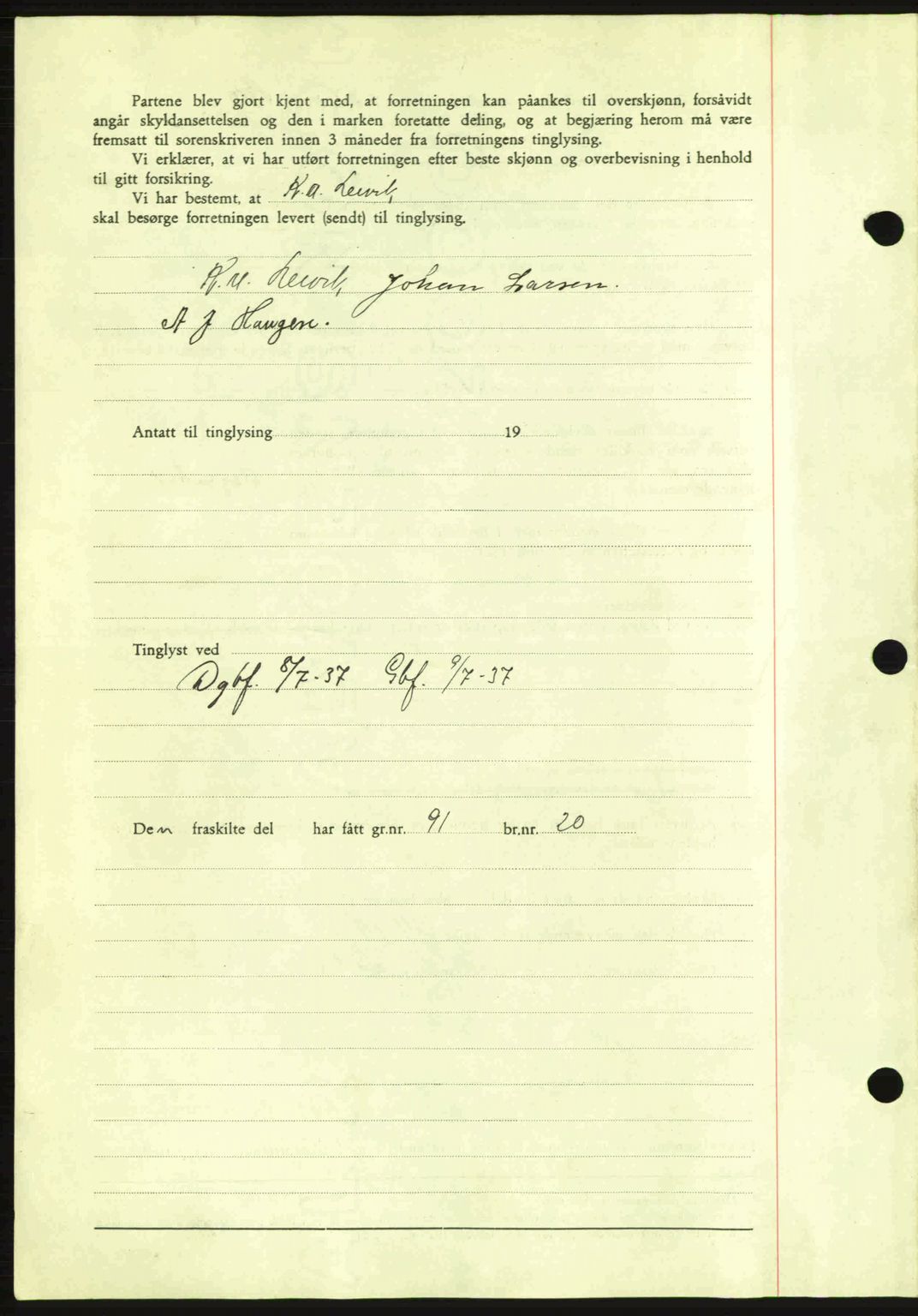 Idd og Marker sorenskriveri, AV/SAO-A-10283/G/Gb/Gbb/L0002: Mortgage book no. A2, 1937-1938, Diary no: : 696/1937