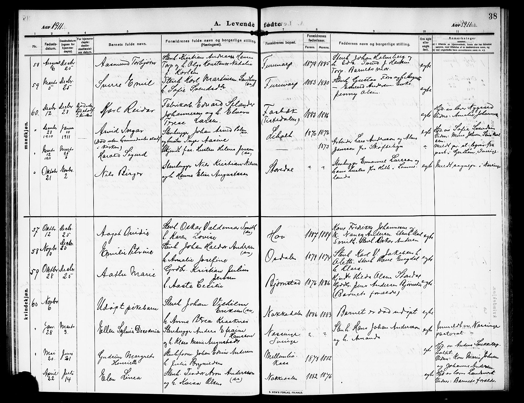 Idd prestekontor Kirkebøker, AV/SAO-A-10911/G/Gb/L0002: Parish register (copy) no. II 2, 1907-1913, p. 38