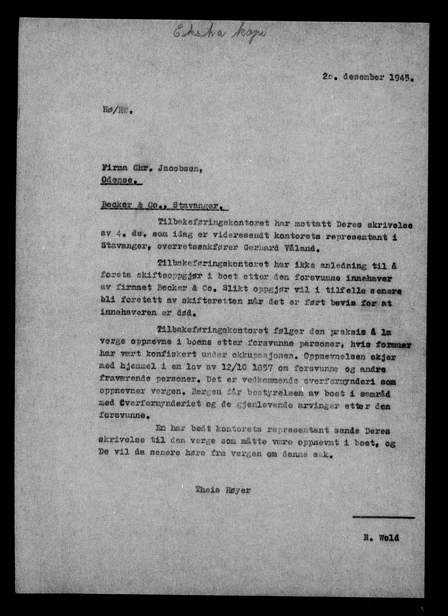 Justisdepartementet, Tilbakeføringskontoret for inndratte formuer, AV/RA-S-1564/H/Hc/Hcd/L0990: --, 1945-1947, p. 472