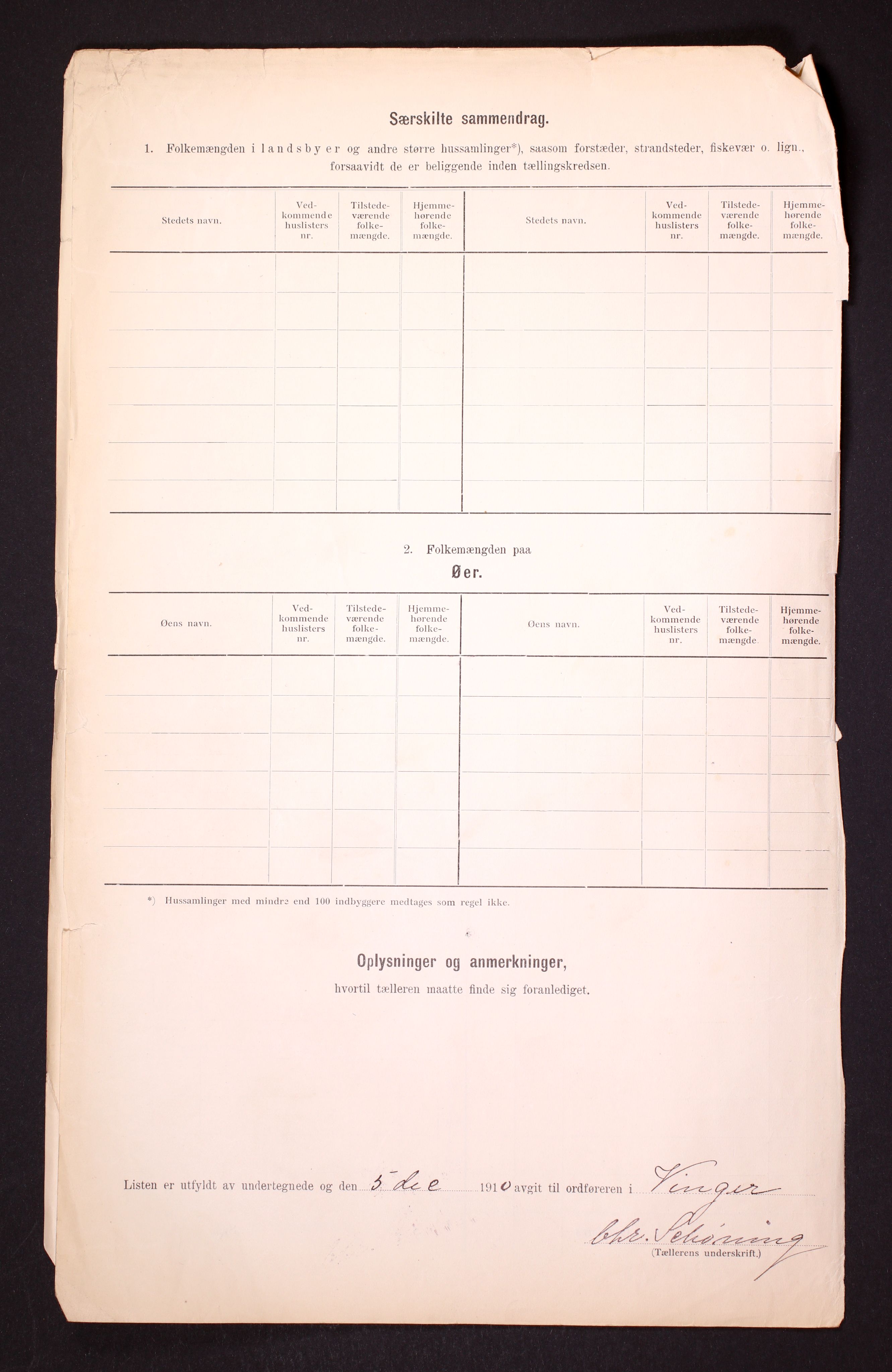 RA, 1910 census for Vinger, 1910, p. 6