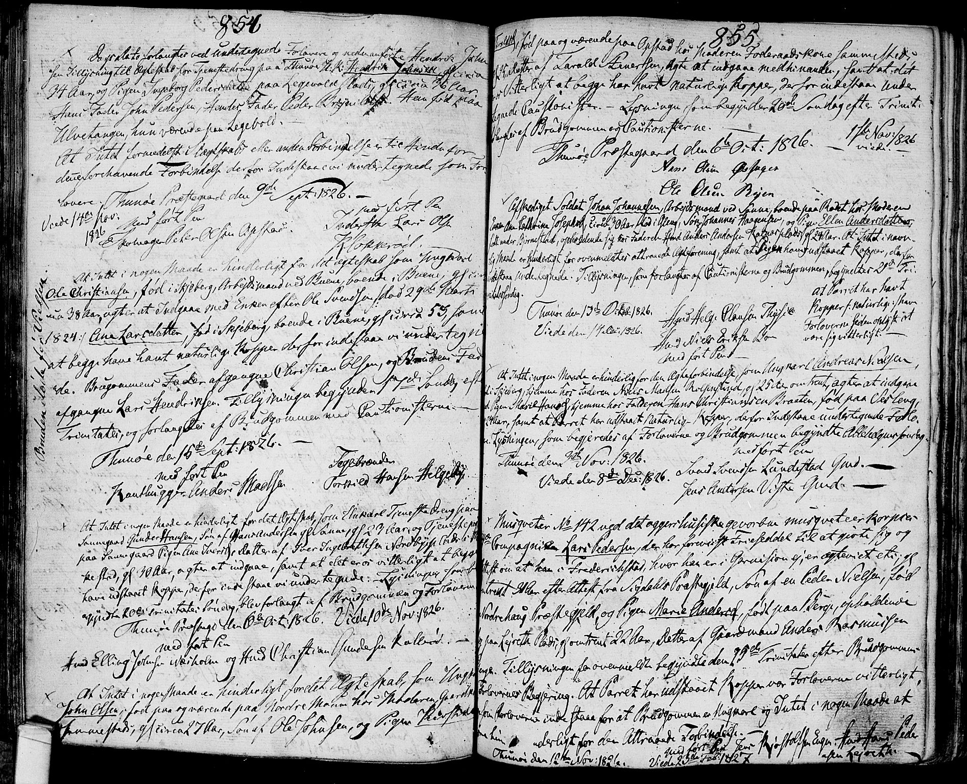 Tune prestekontor Kirkebøker, AV/SAO-A-2007/F/Fa/L0006: Parish register (official) no. 6, 1823-1831, p. 854-855
