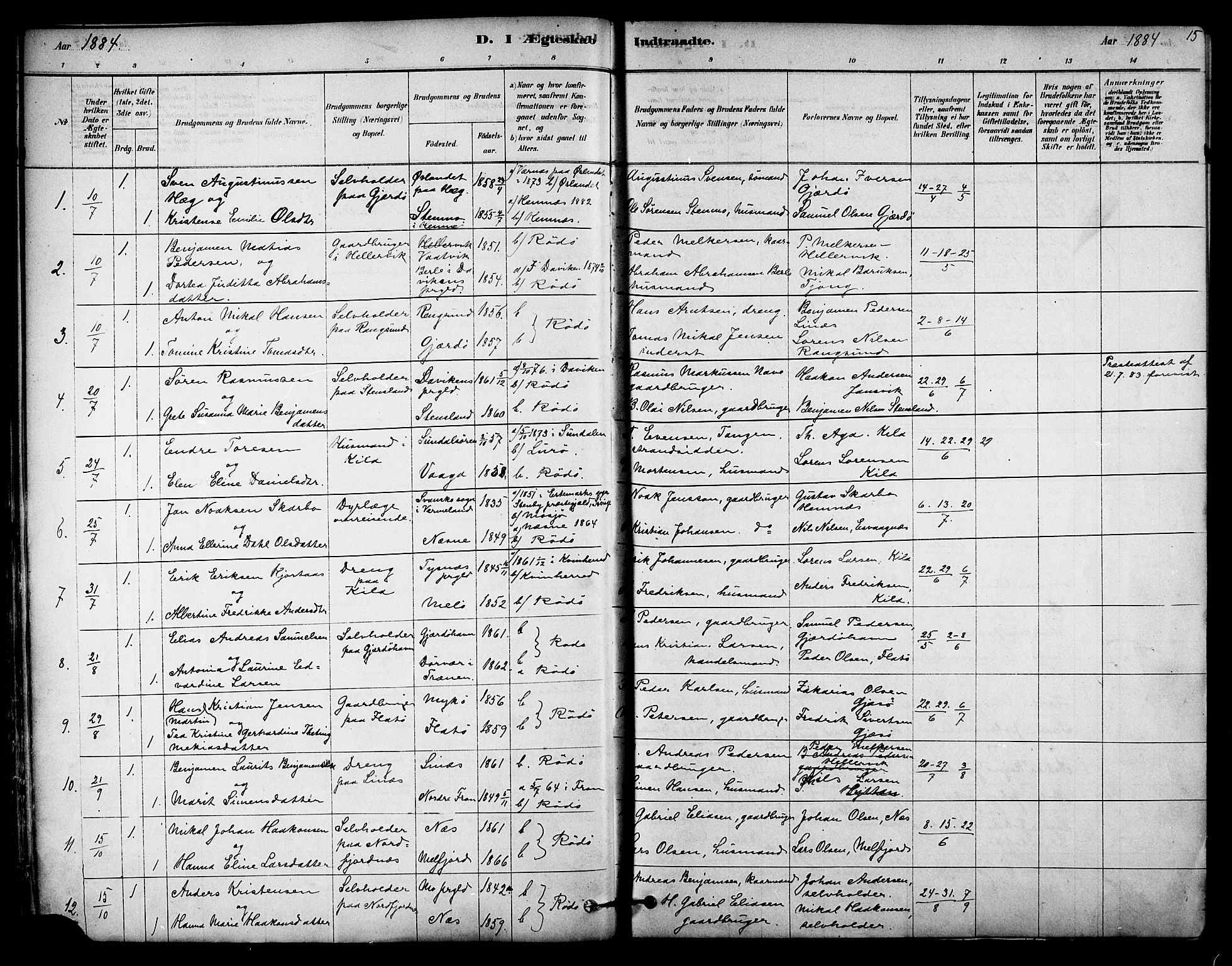 Ministerialprotokoller, klokkerbøker og fødselsregistre - Nordland, SAT/A-1459/841/L0609: Parish register (official) no. 841A13, 1878-1902, p. 15