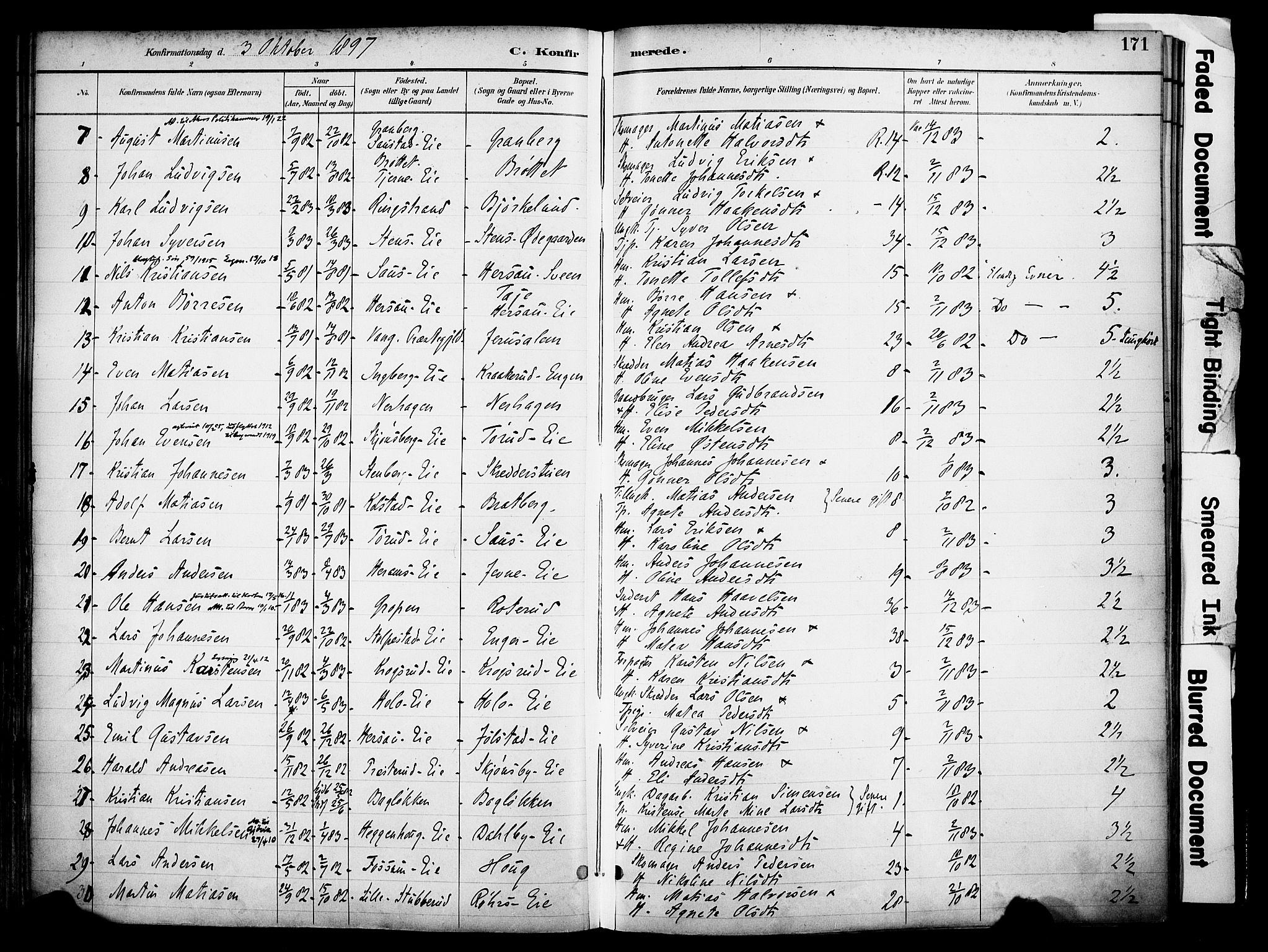 Ringsaker prestekontor, AV/SAH-PREST-014/K/Ka/L0017: Parish register (official) no. 17, 1891-1902, p. 171