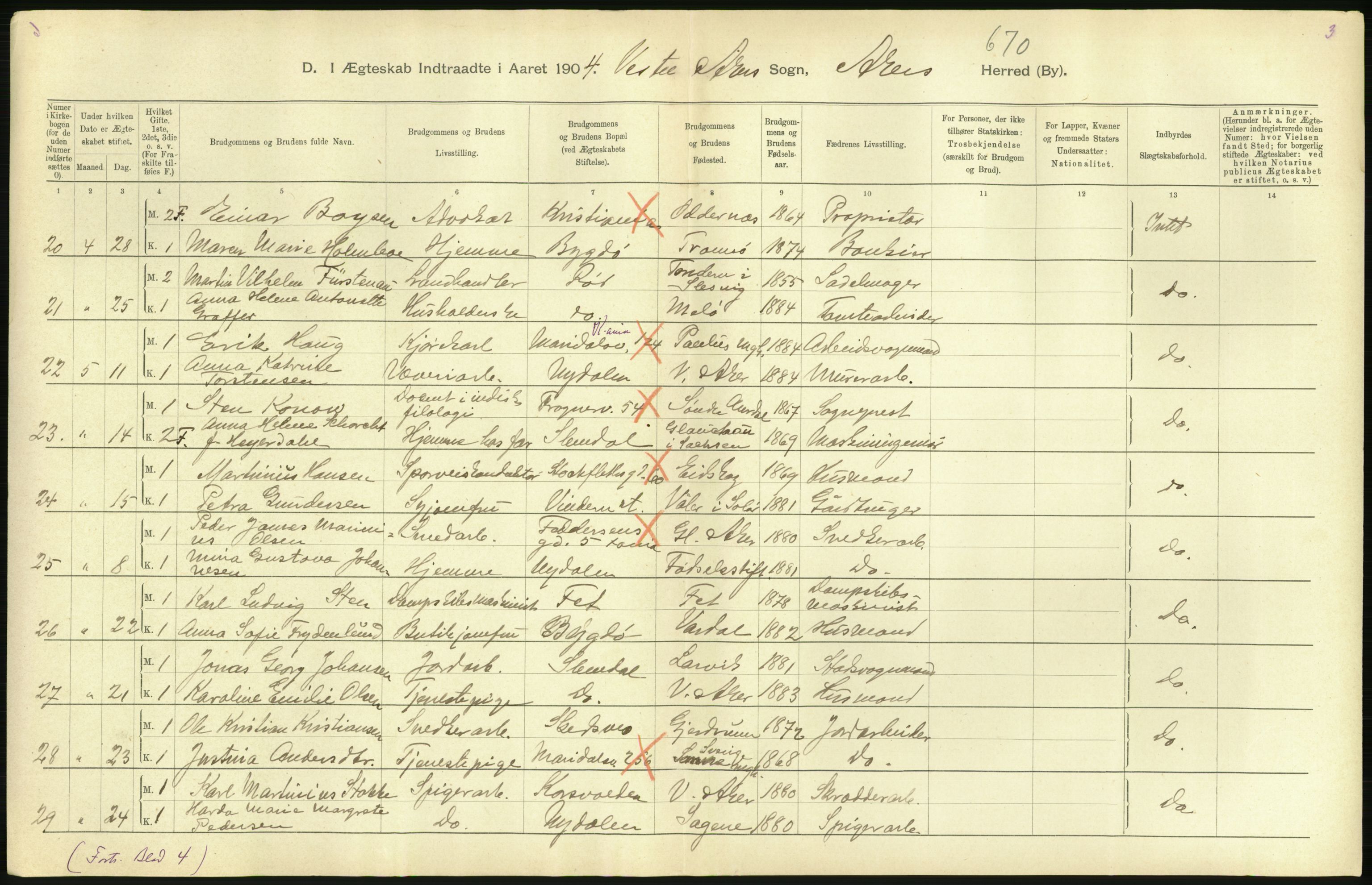 Statistisk sentralbyrå, Sosiodemografiske emner, Befolkning, AV/RA-S-2228/D/Df/Dfa/Dfab/L0002: Akershus amt: Fødte, gifte, døde, 1904, p. 548