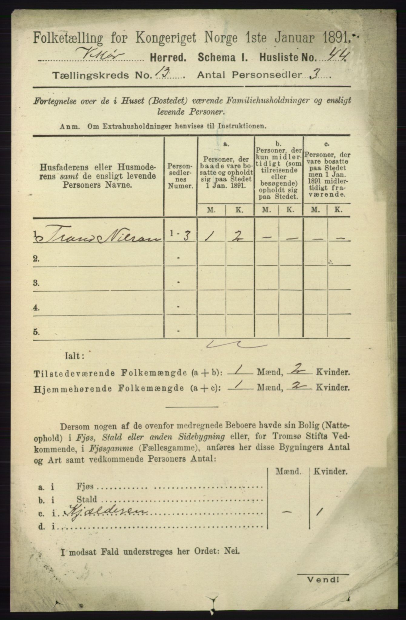 RA, 1891 census for 1238 Vikør, 1891, p. 3605