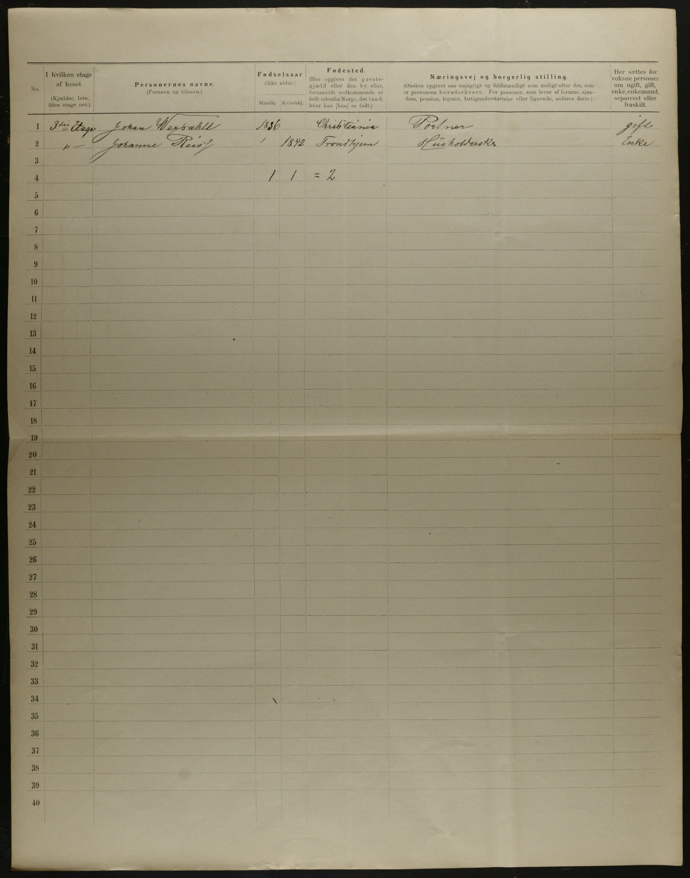 OBA, Municipal Census 1901 for Kristiania, 1901, p. 19748