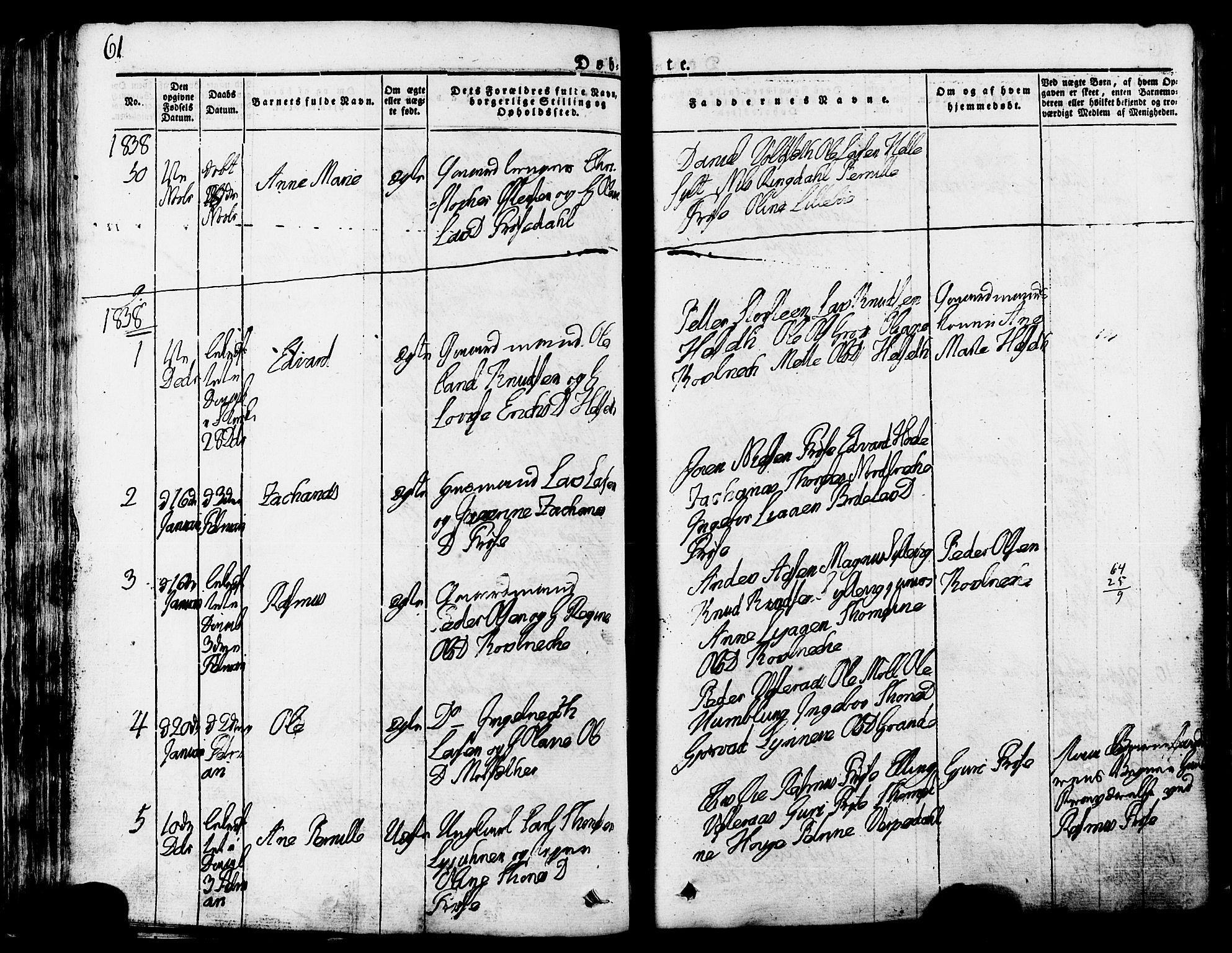 Ministerialprotokoller, klokkerbøker og fødselsregistre - Møre og Romsdal, SAT/A-1454/517/L0221: Parish register (official) no. 517A01, 1827-1858, p. 61