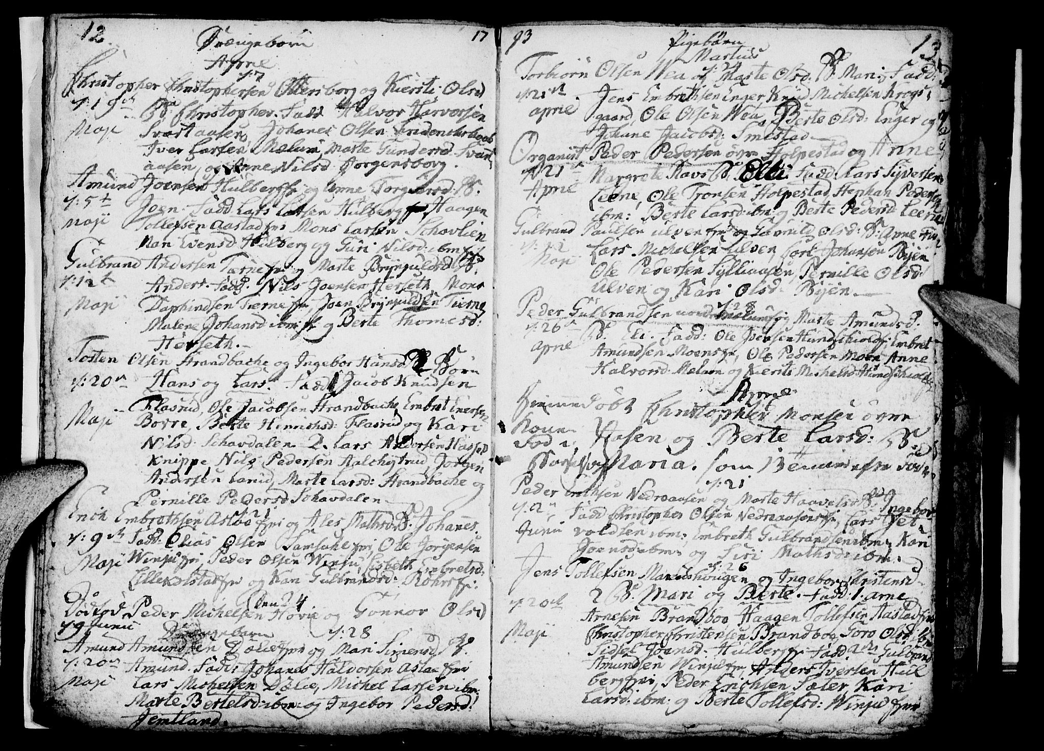 Ringsaker prestekontor, AV/SAH-PREST-014/I/Ia/L0005/0006: Parish register draft no. 5.6, 1793-1796, p. 12-13