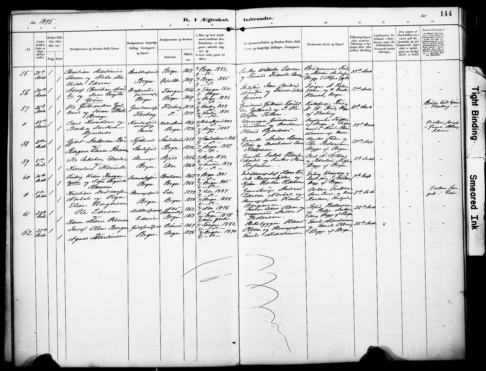 Bragernes kirkebøker, SAKO/A-6/F/Fc/L0006: Parish register (official) no. III 6, 1888-1899, p. 144