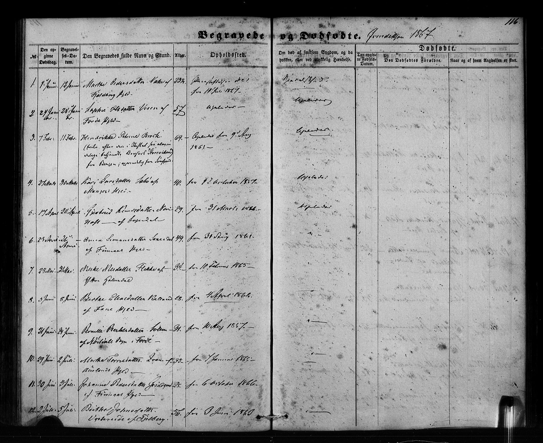 Pleiestiftelsen nr. 1 for spedalske sokneprestembete*, SAB/-: Parish register (official) no. A 1, 1859-1886, p. 116
