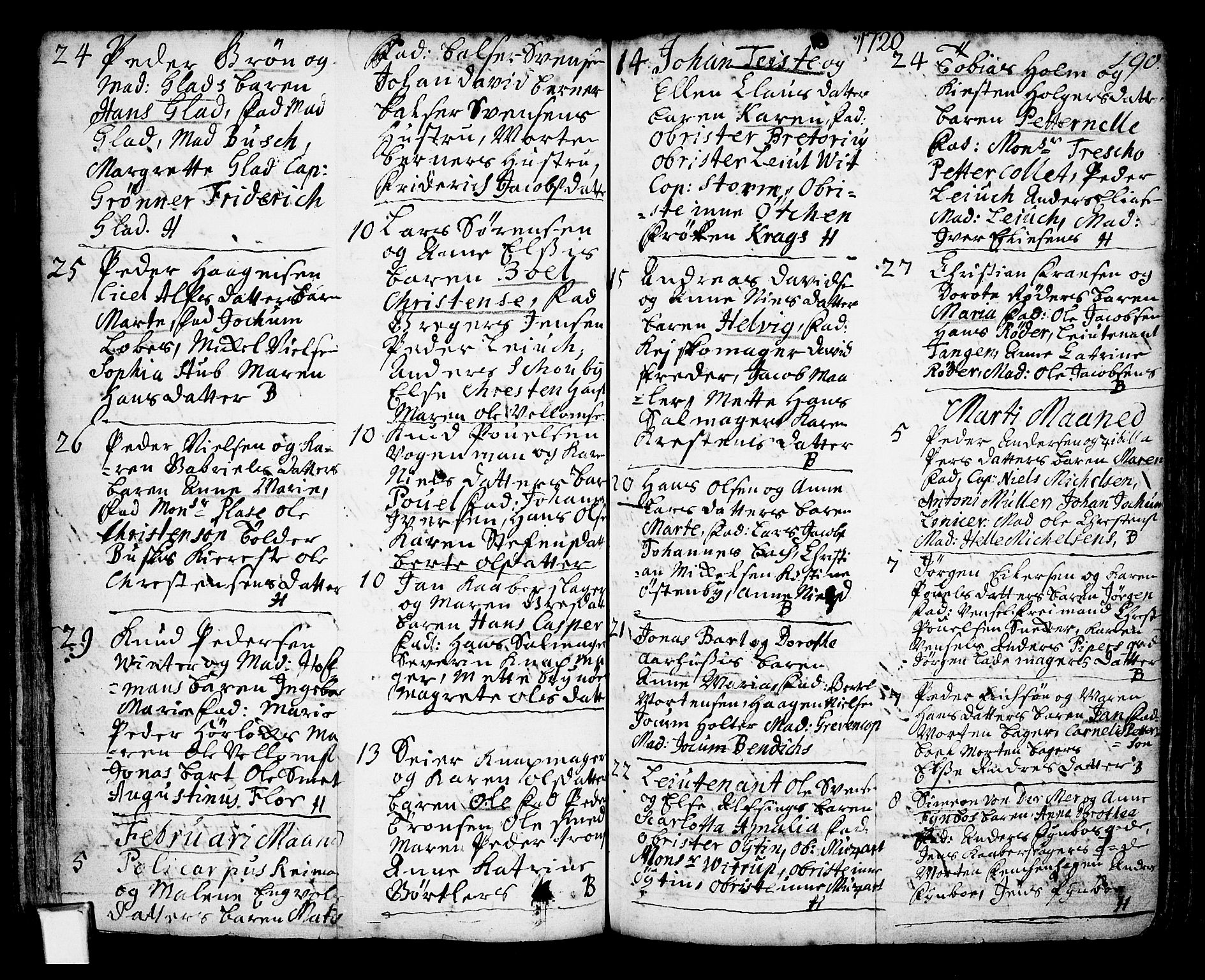 Oslo domkirke Kirkebøker, AV/SAO-A-10752/F/Fa/L0002: Parish register (official) no. 2, 1705-1730, p. 190