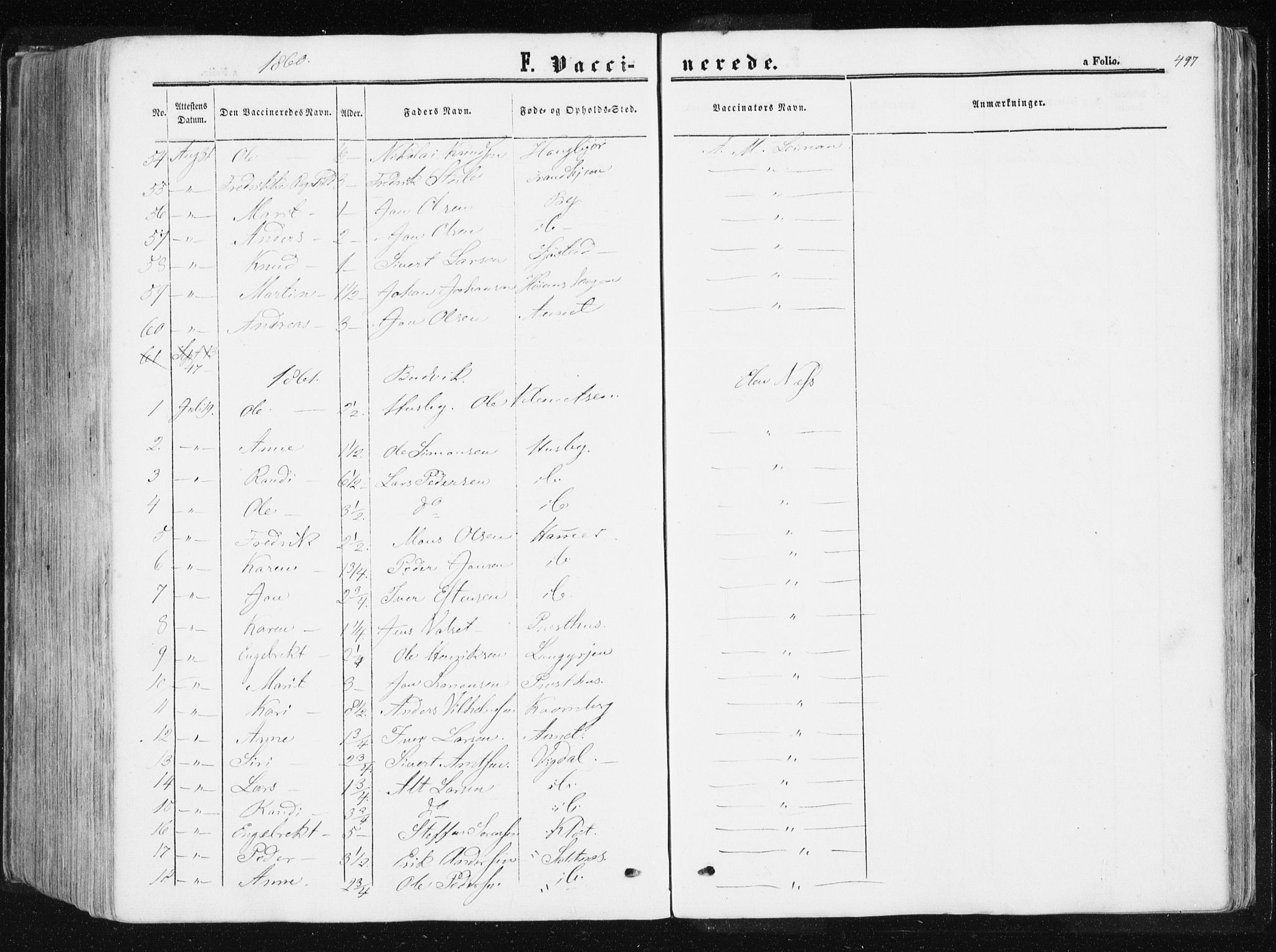 Ministerialprotokoller, klokkerbøker og fødselsregistre - Sør-Trøndelag, AV/SAT-A-1456/612/L0377: Parish register (official) no. 612A09, 1859-1877, p. 497