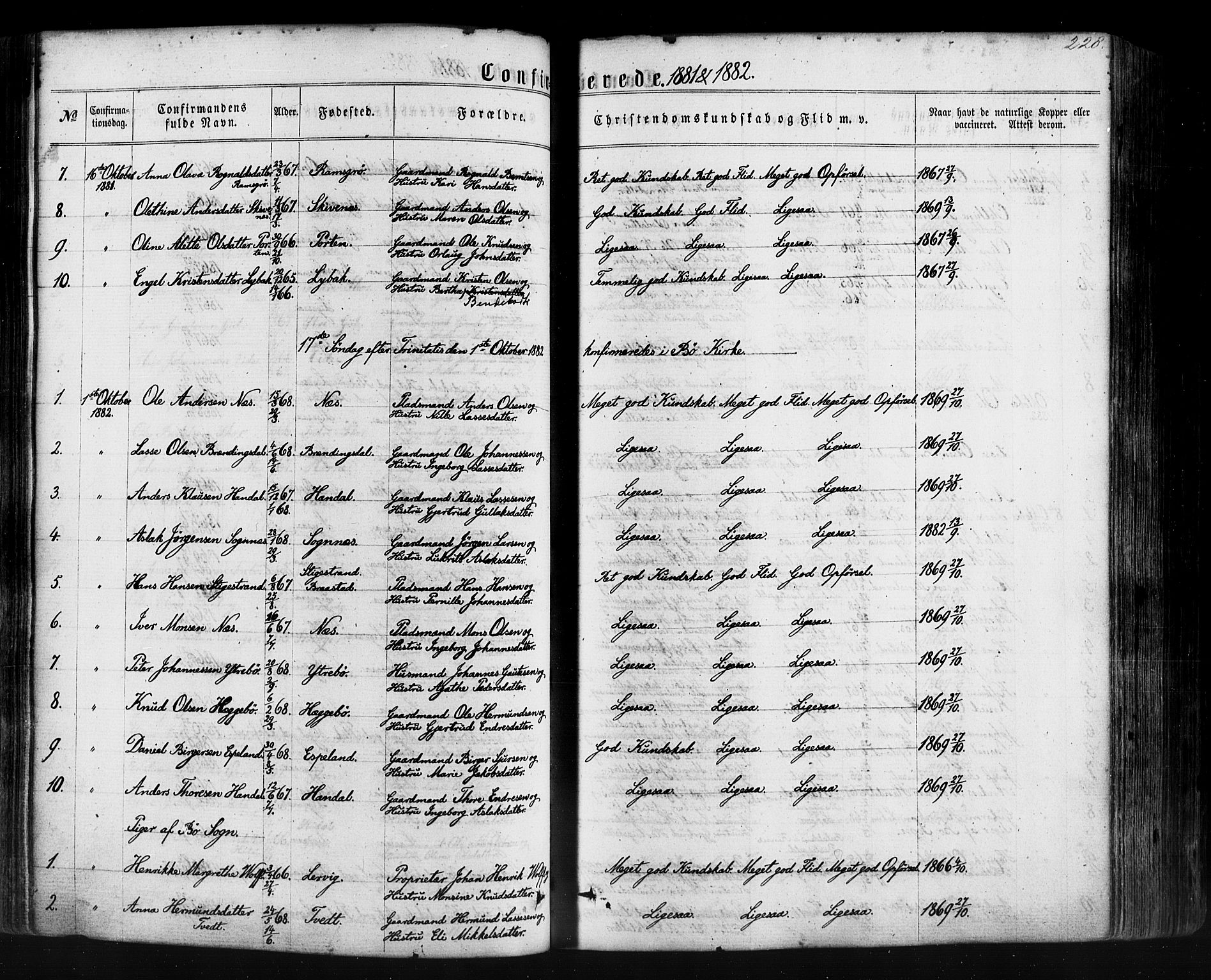Hyllestad sokneprestembete, SAB/A-80401: Parish register (official) no. A 1, 1861-1886, p. 228