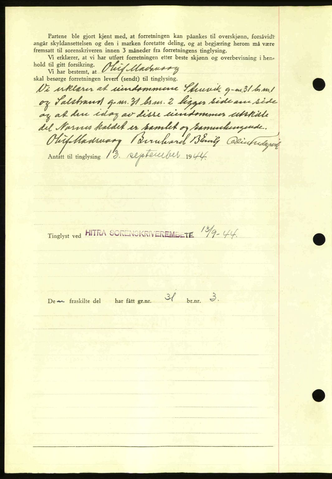 Hitra sorenskriveri, AV/SAT-A-0018/2/2C/2Ca: Mortgage book no. A2, 1943-1945, Diary no: : 624/1944