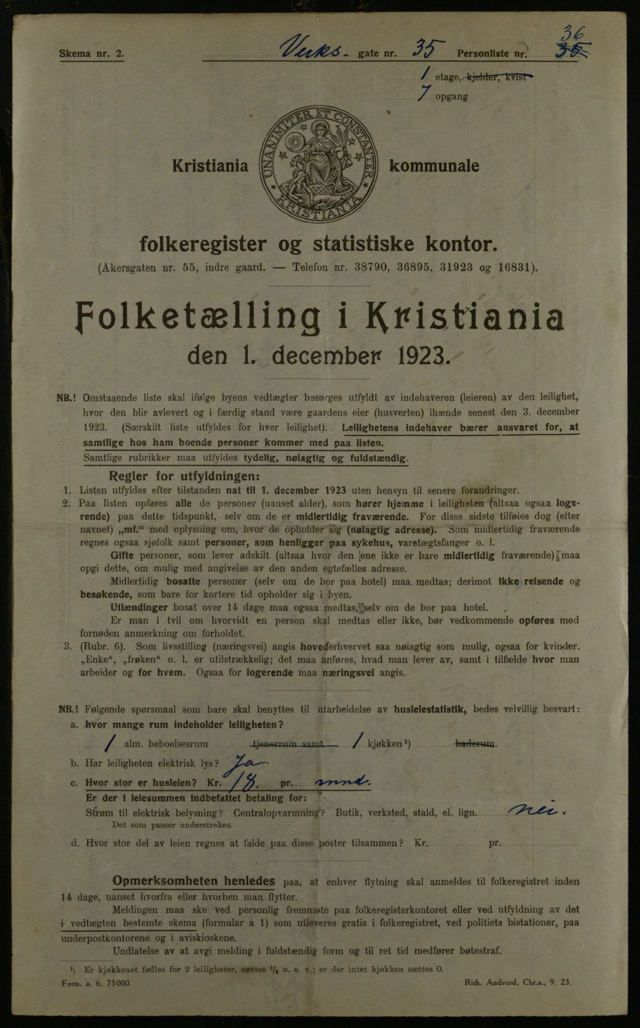 OBA, Municipal Census 1923 for Kristiania, 1923, p. 135191