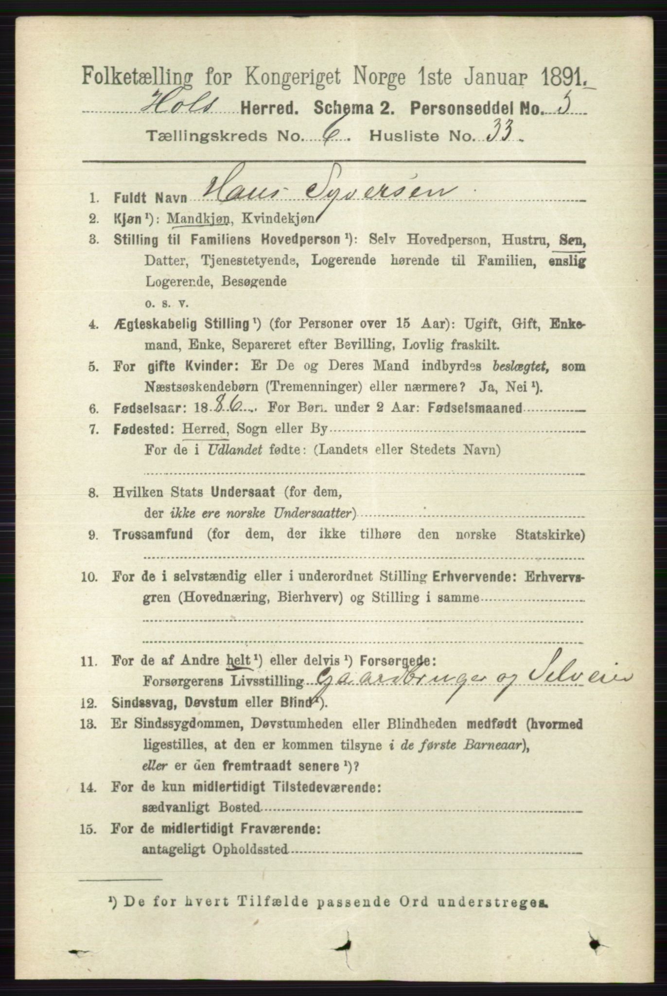 RA, 1891 census for 0620 Hol, 1891, p. 1971