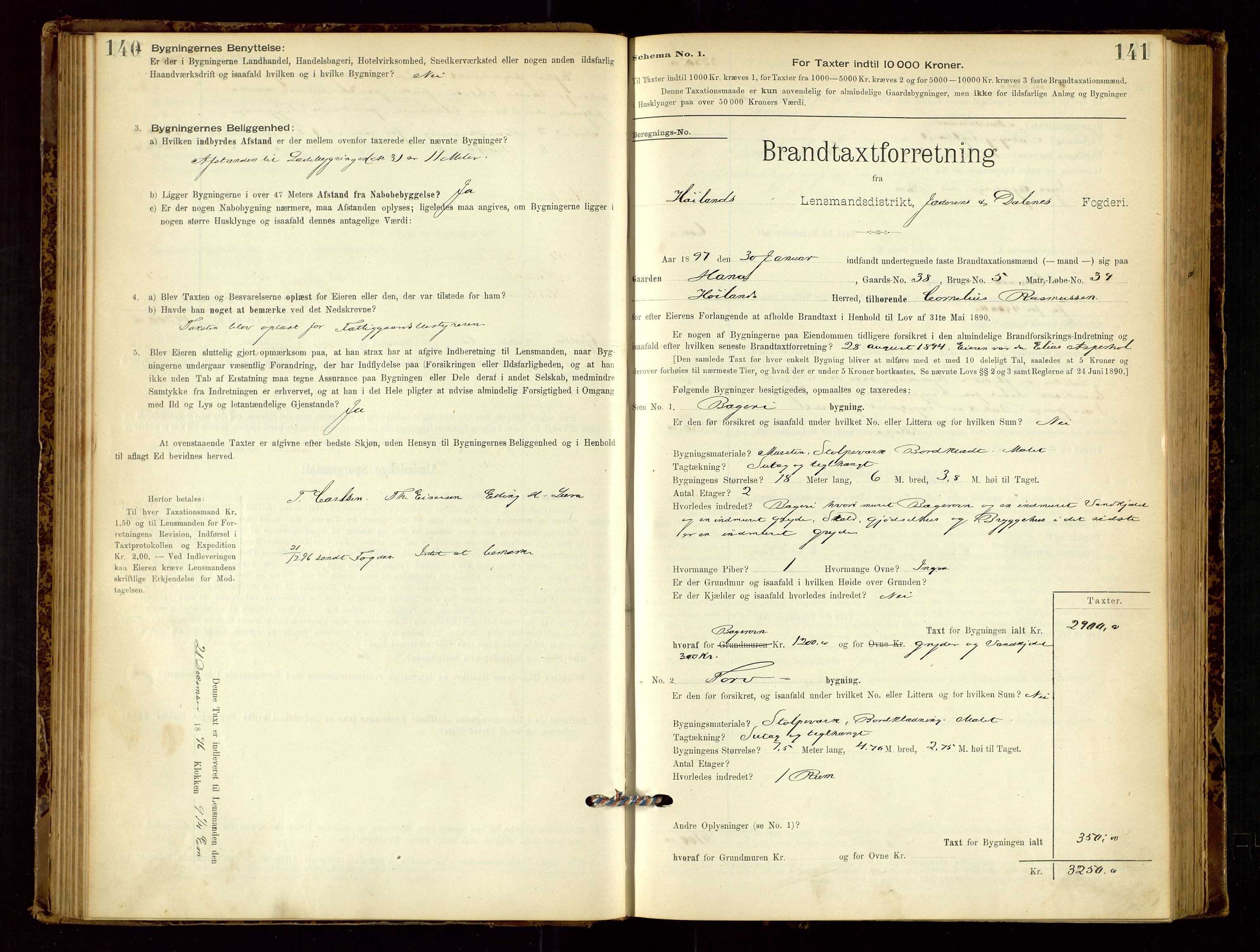 Høyland/Sandnes lensmannskontor, SAST/A-100166/Gob/L0001: "Brandtaxtprotokol", 1890-1913, p. 140-141