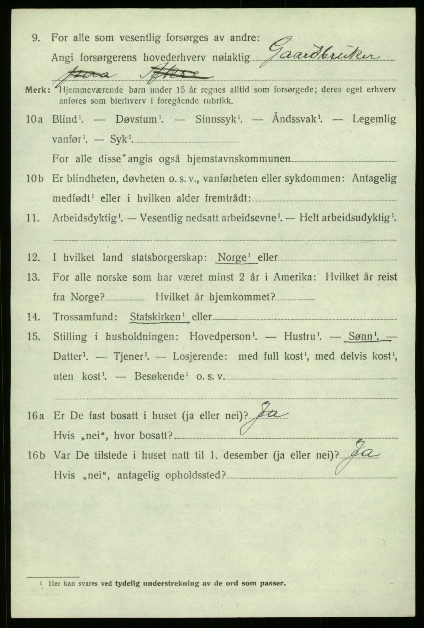 SAB, 1920 census for Hyllestad, 1920, p. 3819