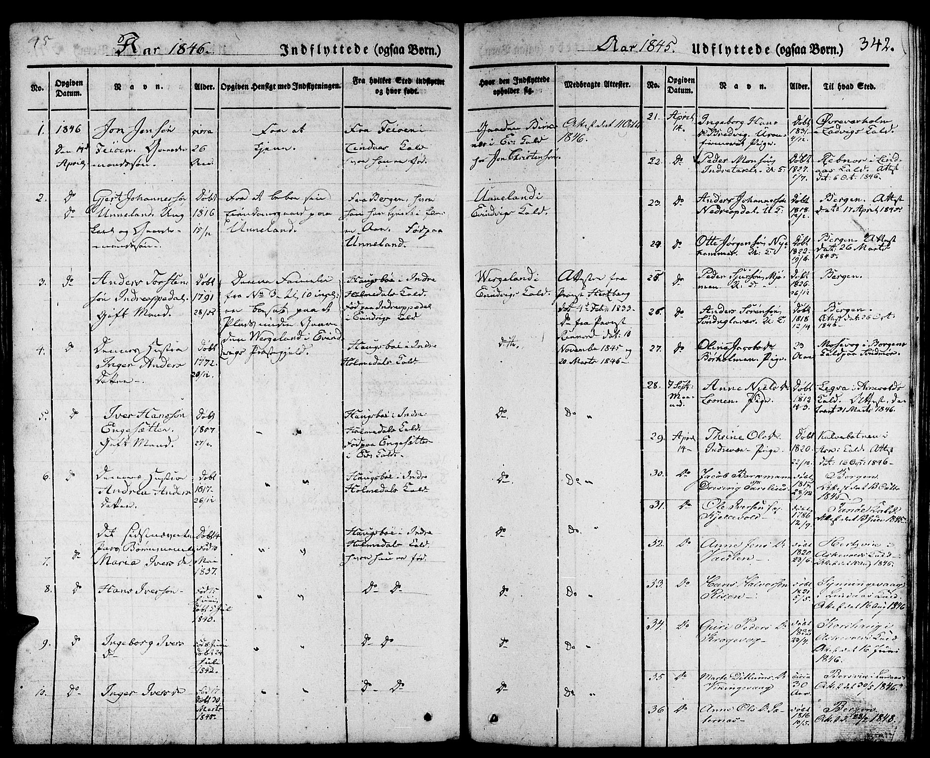 Gulen sokneprestembete, SAB/A-80201/H/Haa/Haaa/L0020: Parish register (official) no. A 20, 1837-1847, p. 342