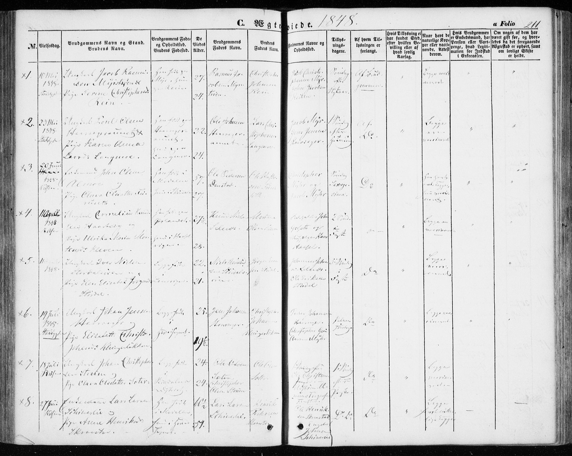 Ministerialprotokoller, klokkerbøker og fødselsregistre - Sør-Trøndelag, SAT/A-1456/646/L0611: Parish register (official) no. 646A09, 1848-1857, p. 211