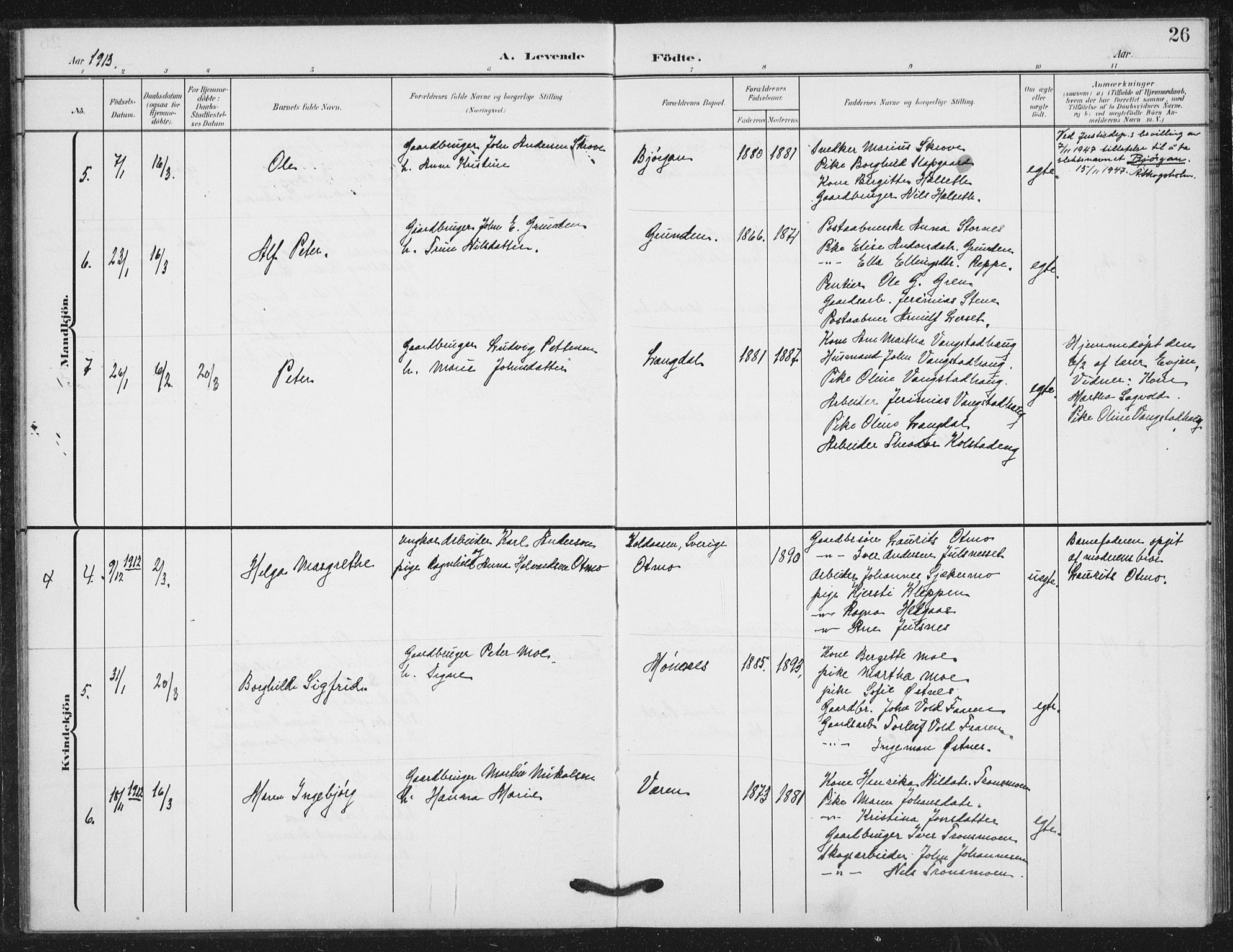 Ministerialprotokoller, klokkerbøker og fødselsregistre - Nord-Trøndelag, SAT/A-1458/724/L0264: Parish register (official) no. 724A02, 1908-1915, p. 26