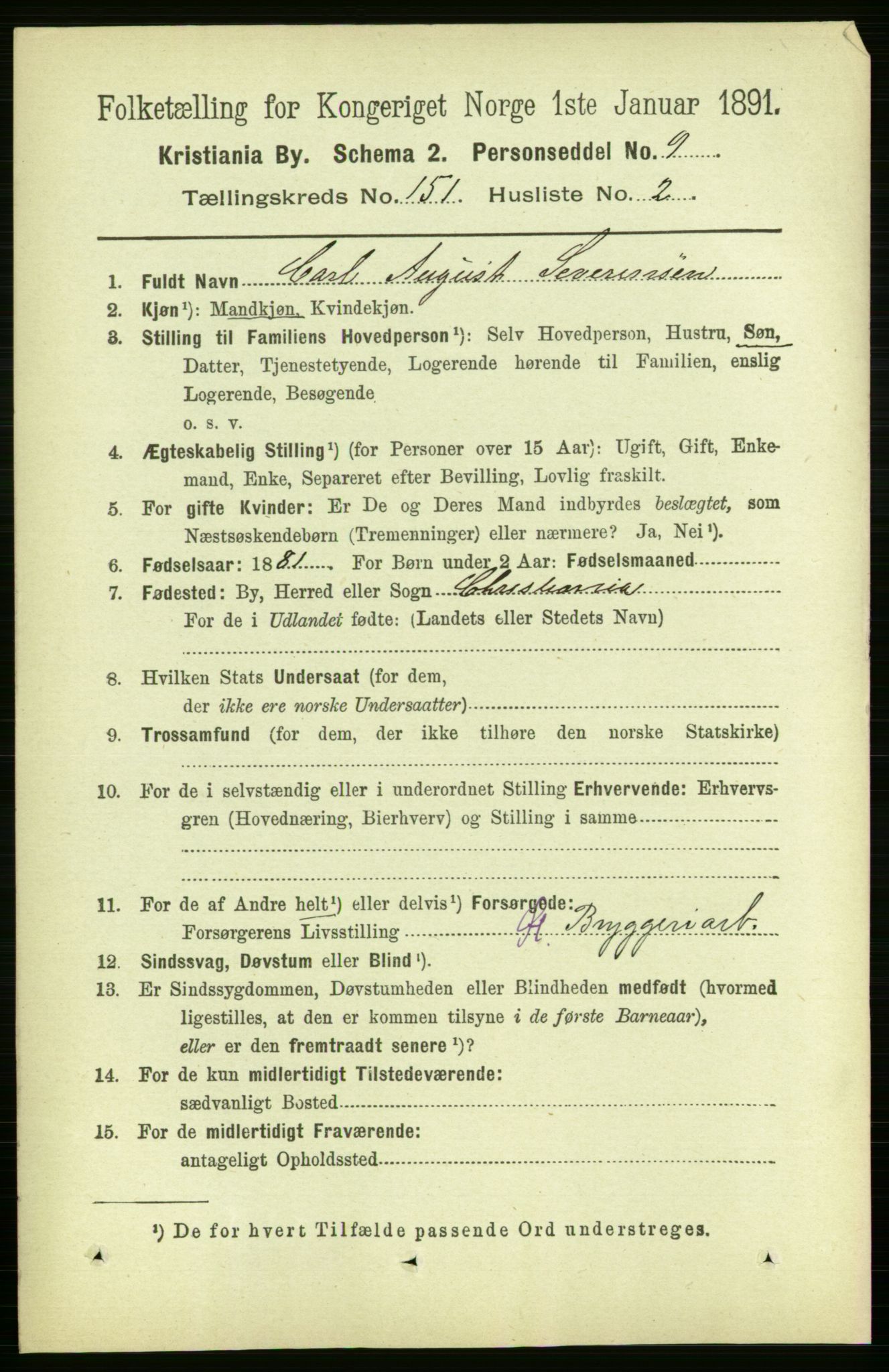 RA, 1891 census for 0301 Kristiania, 1891, p. 84422