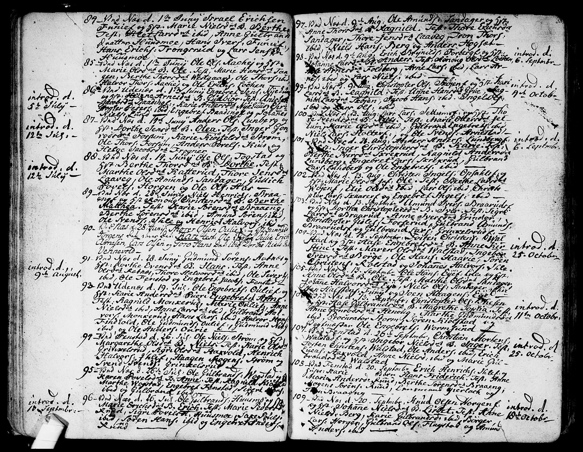 Nes prestekontor Kirkebøker, SAO/A-10410/F/Fa/L0004: Parish register (official) no. I 4, 1781-1816, p. 38