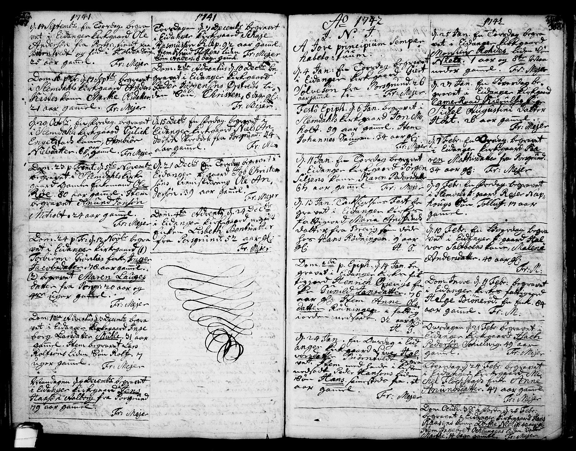 Eidanger kirkebøker, SAKO/A-261/F/Fa/L0004: Parish register (official) no. 4, 1733-1759, p. 307-308