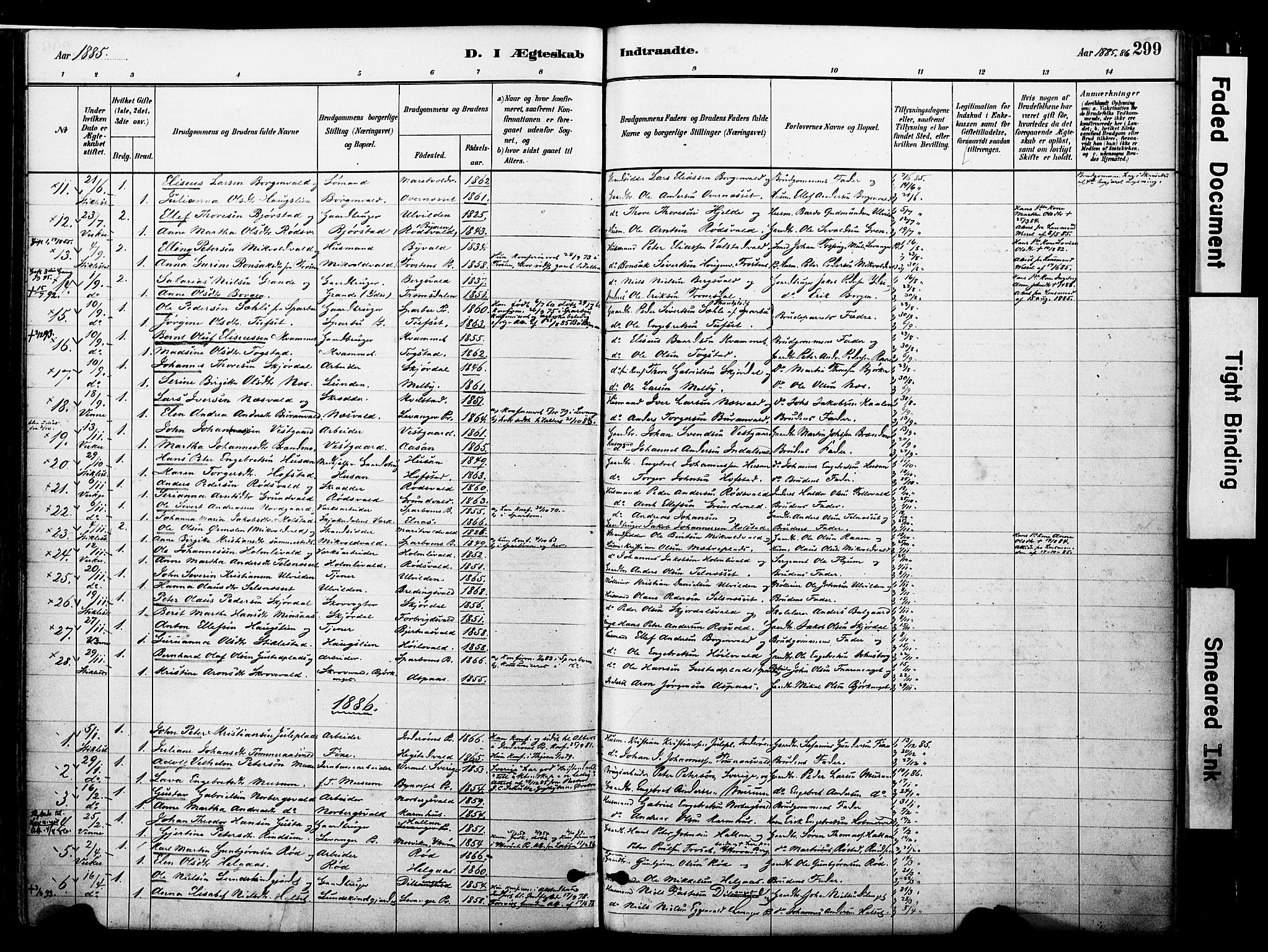 Ministerialprotokoller, klokkerbøker og fødselsregistre - Nord-Trøndelag, SAT/A-1458/723/L0244: Parish register (official) no. 723A13, 1881-1899, p. 299