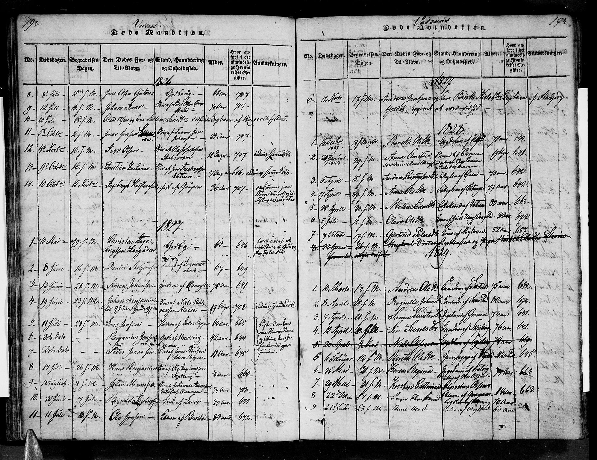 Ministerialprotokoller, klokkerbøker og fødselsregistre - Nordland, AV/SAT-A-1459/810/L0142: Parish register (official) no. 810A06 /1, 1819-1841, p. 192-193