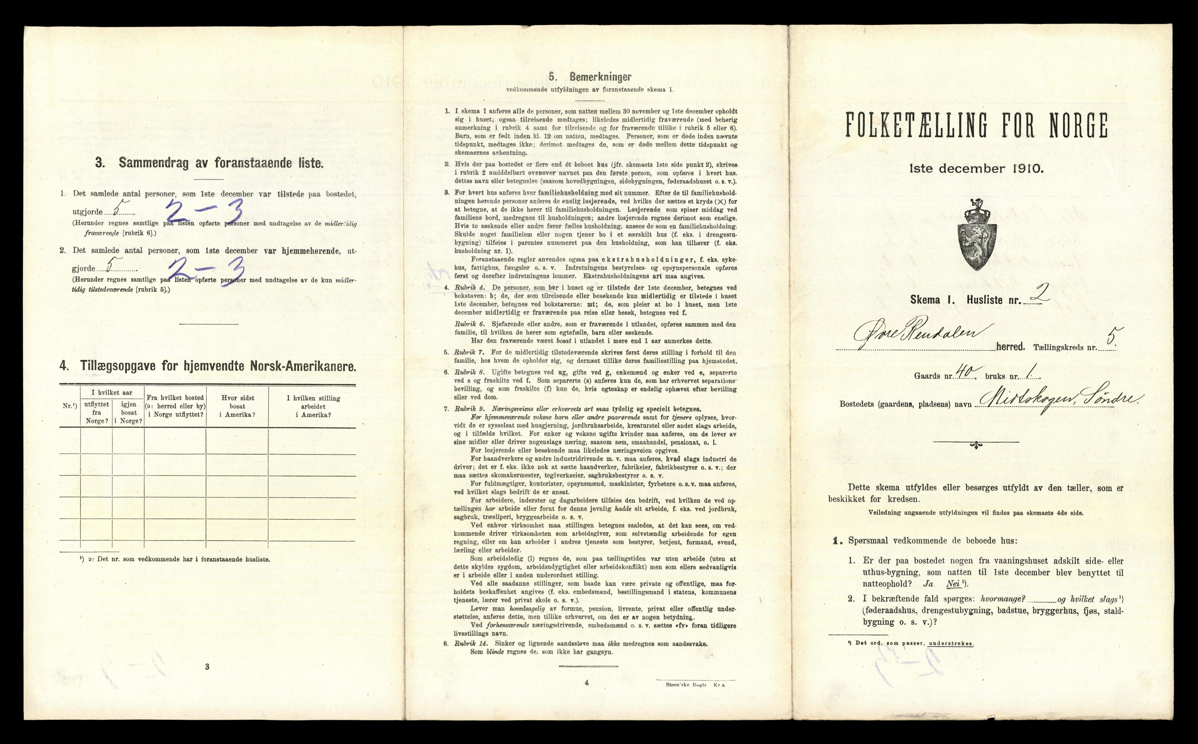 RA, 1910 census for Øvre Rendal, 1910, p. 374